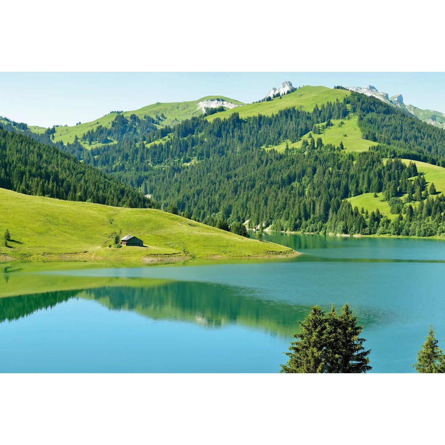 Fototapeta Swiss Mountain Lake 384 x 260 cm