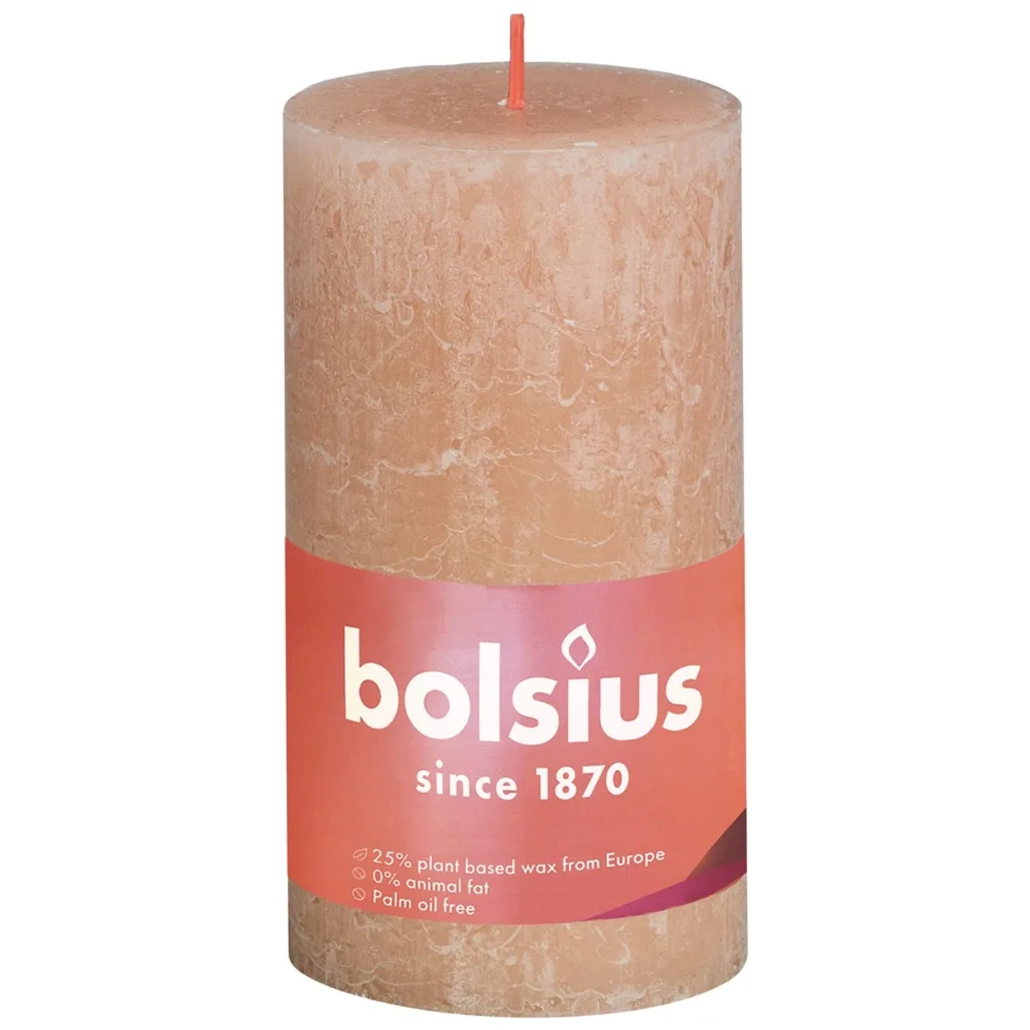 Świeca Rustic mglisty róż 130/68 mm