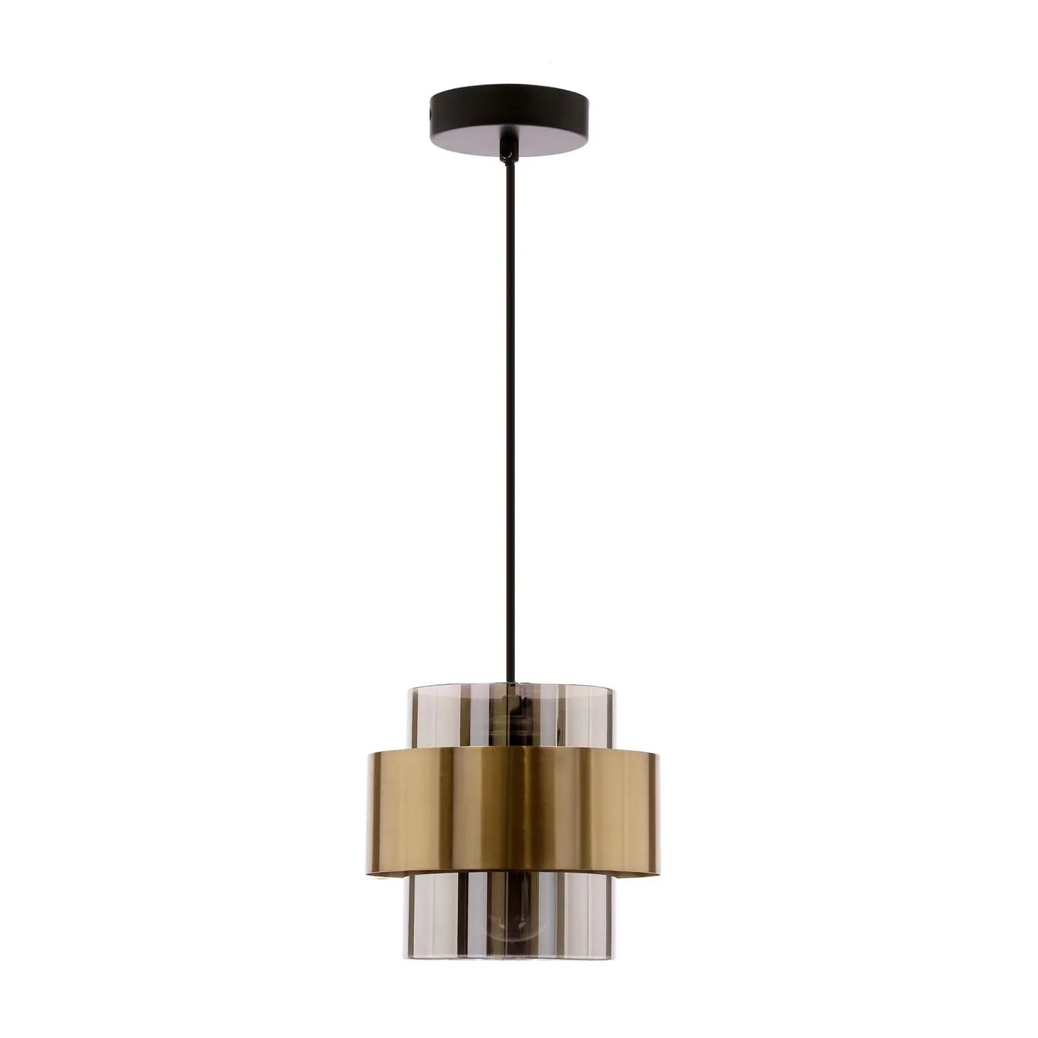 Candellux Lampa wisząca SPIEGA 1xE27 60W czerń+mosiądz