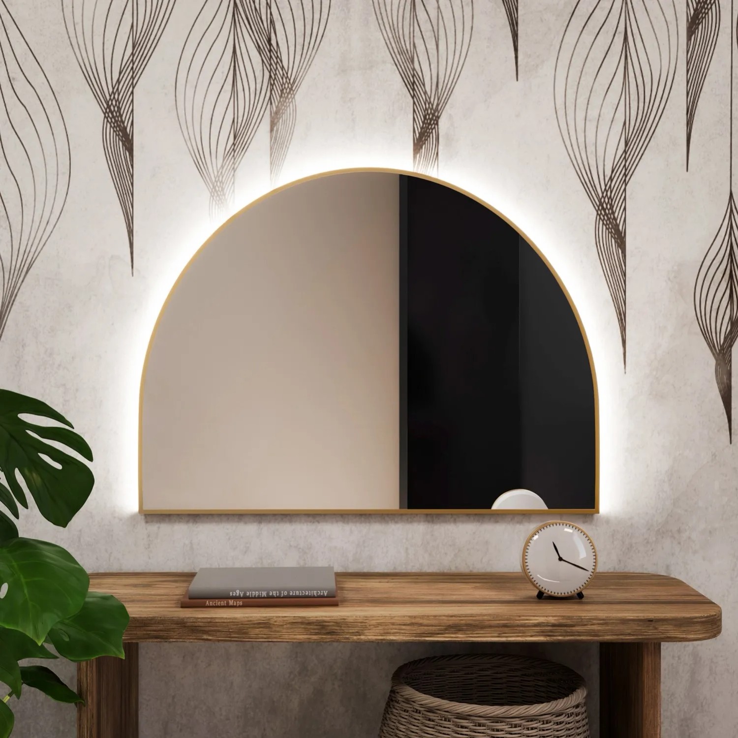 Lustro LED SemiRound Złote Zimne 150x95