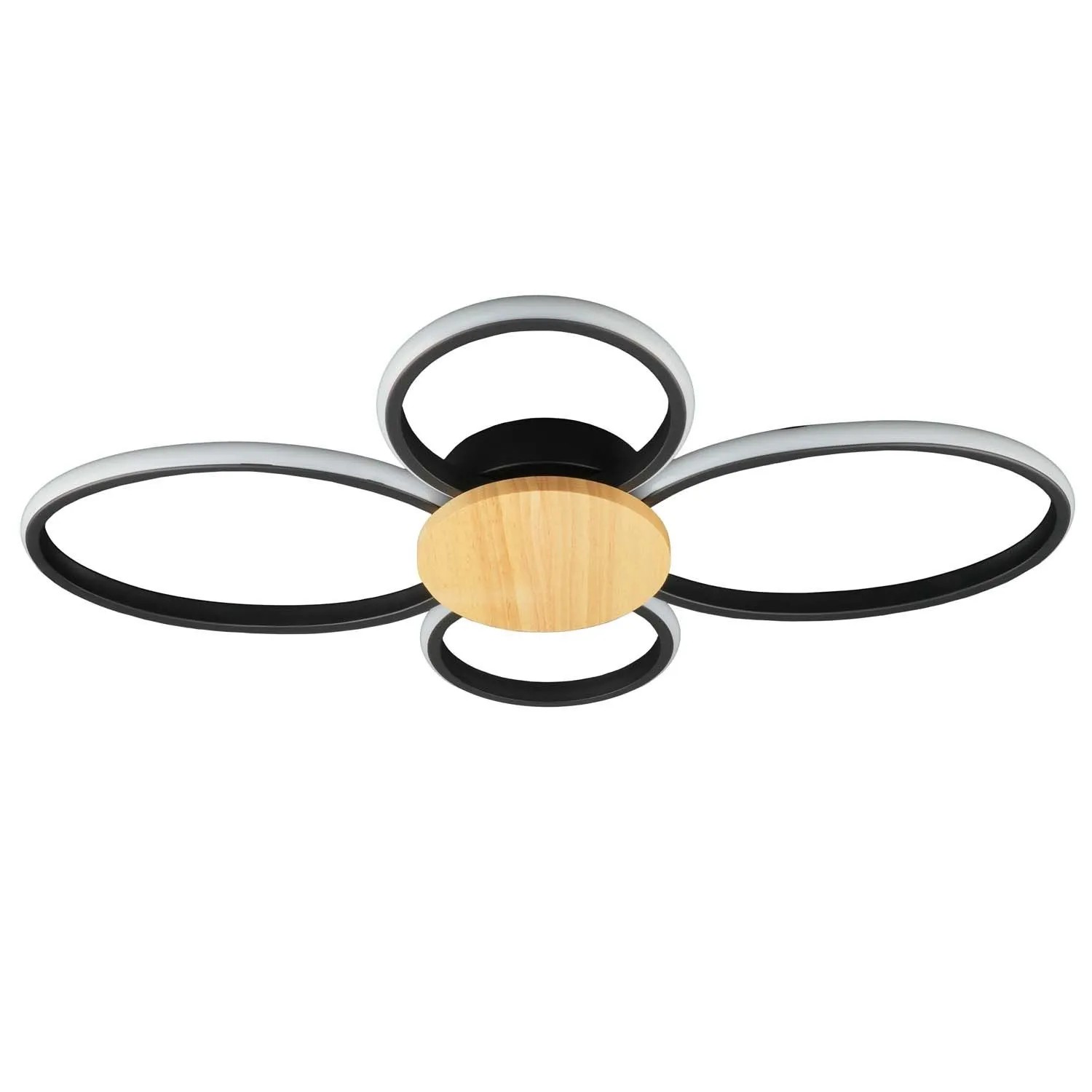 Goldlux Lampa sufitowLED SABINA 38W 4000K 5200lm czerń+drewno