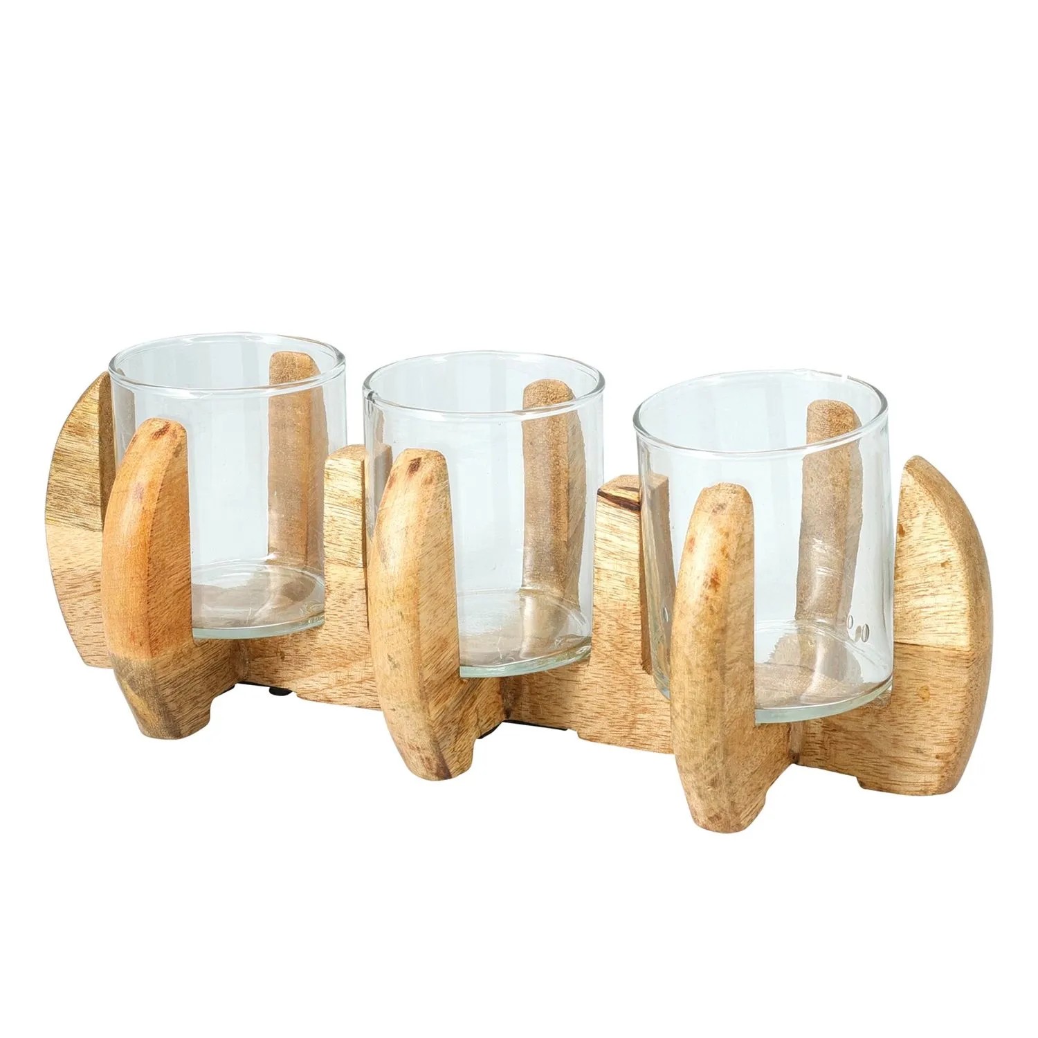 Świecznik tealight szklany potrójny - 30x13x11 cm