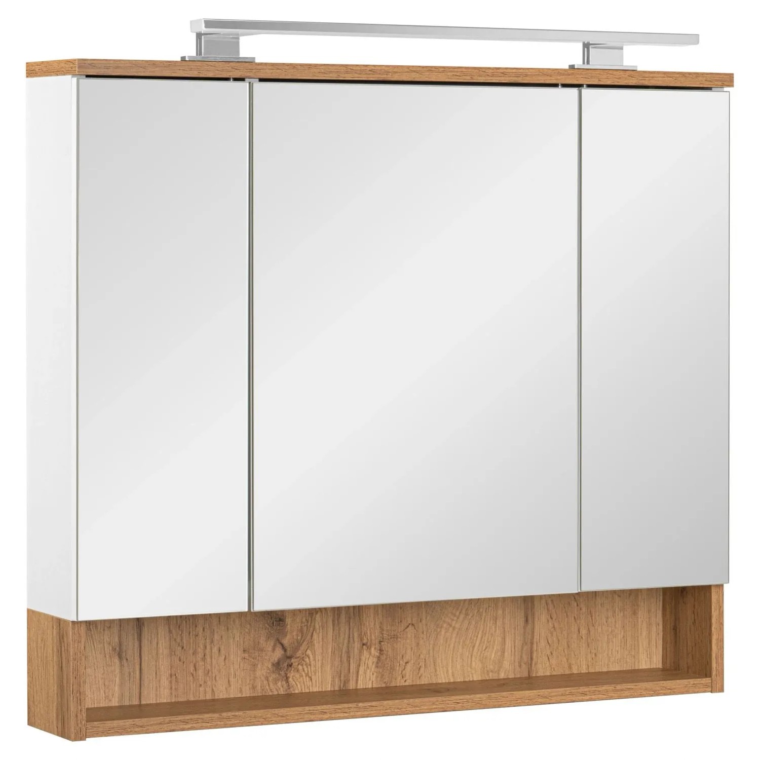 Astor Szafka lustrzana biała i kinkiet LED IP44 80x70x14 cm