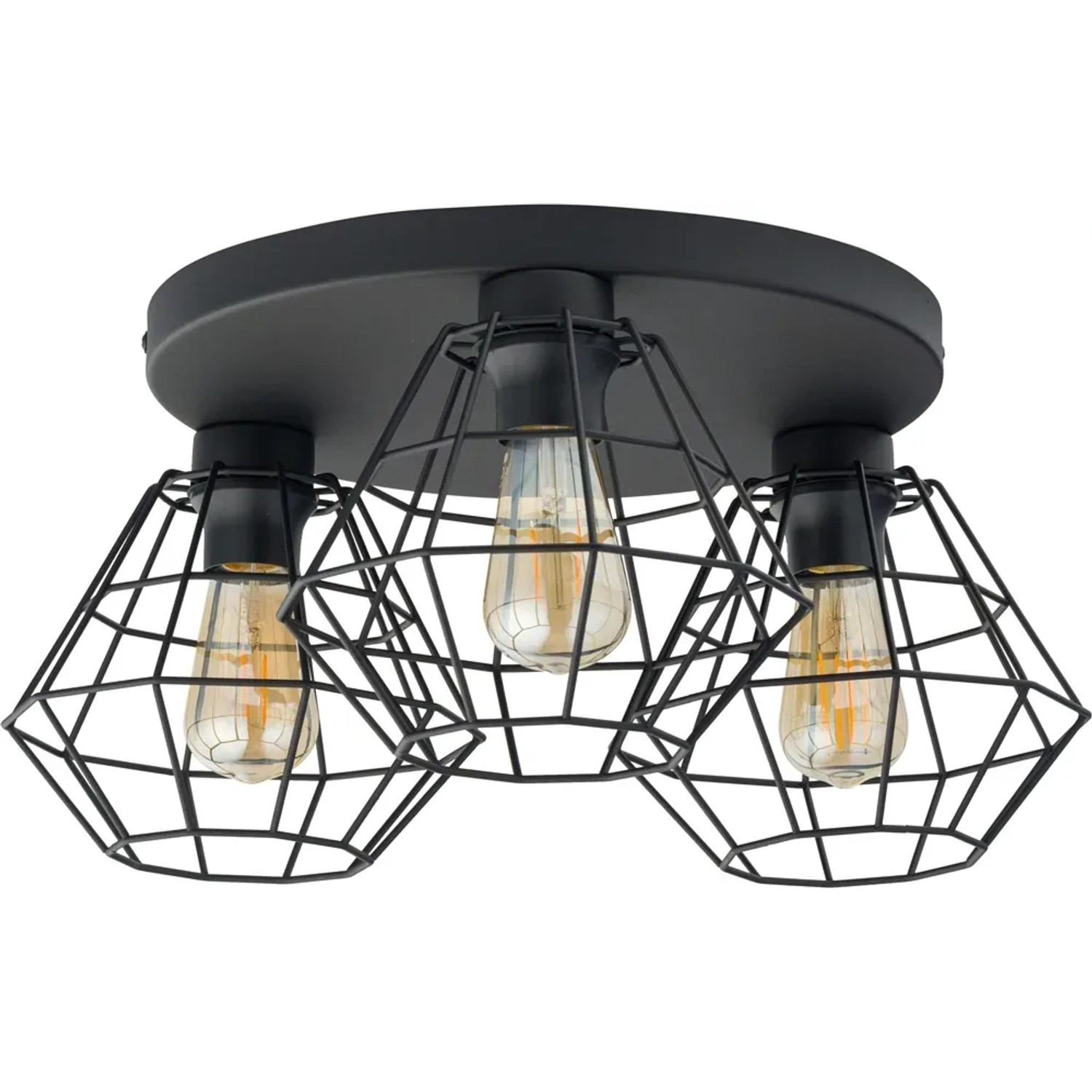 TK Lighting Plafon DIAMOND NEW koło 3xE27 60W czarny