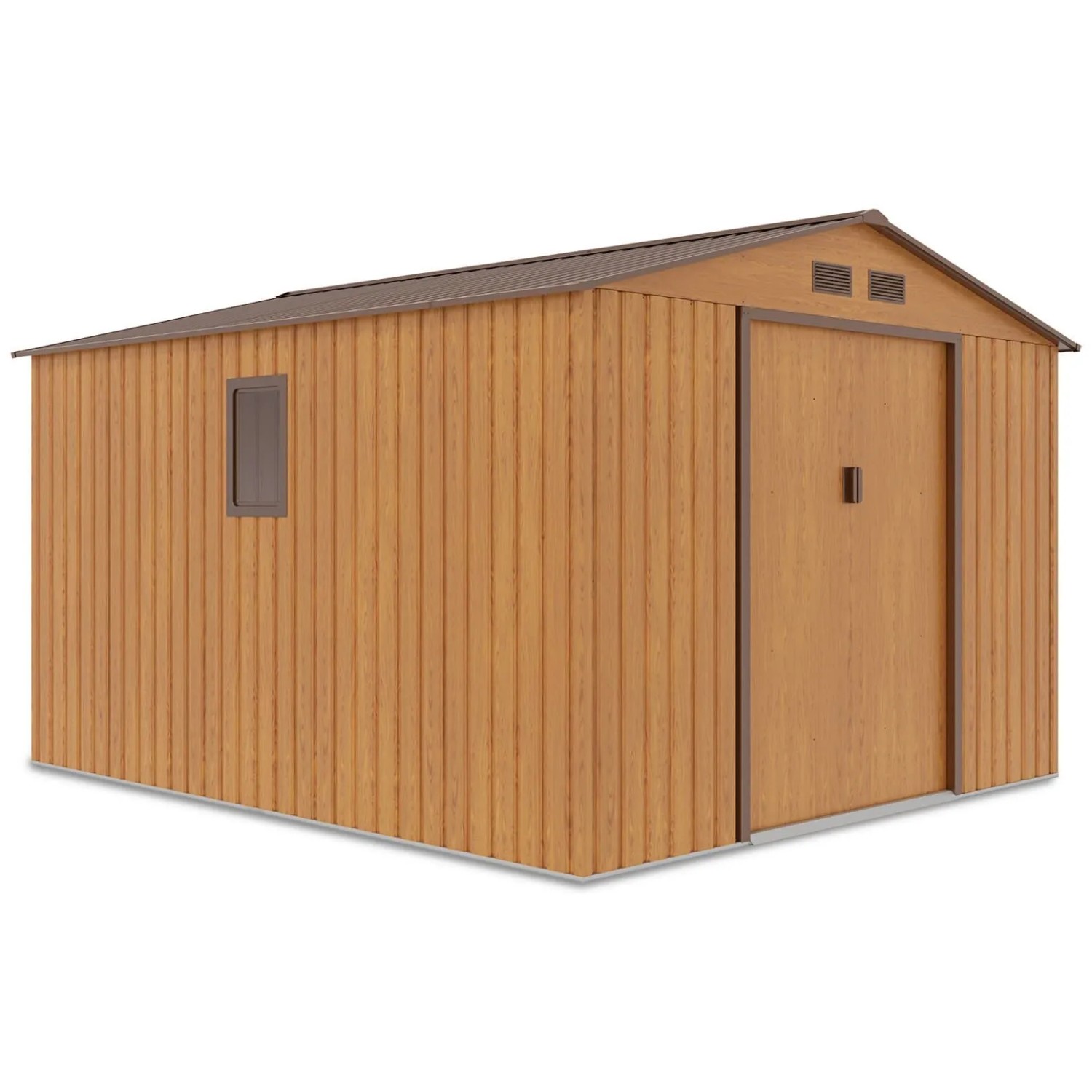 Domek ogrodowy metalowy Hudson Oak Brown - 277x319 cm, wys. 202 cm