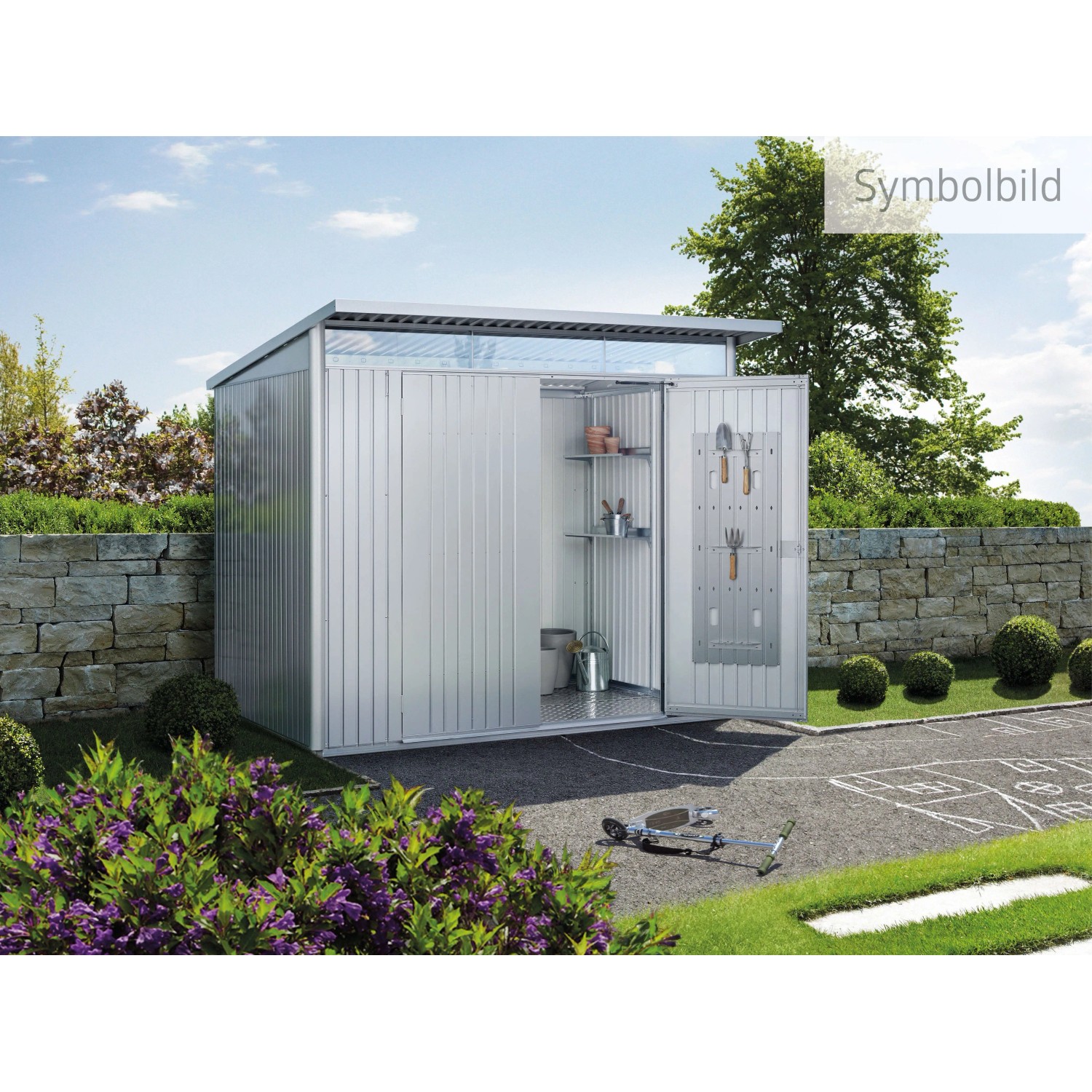 Biohort Domek ogr. metalowy AvantGarde ECO A2 drzwi standard, srebrny metalik