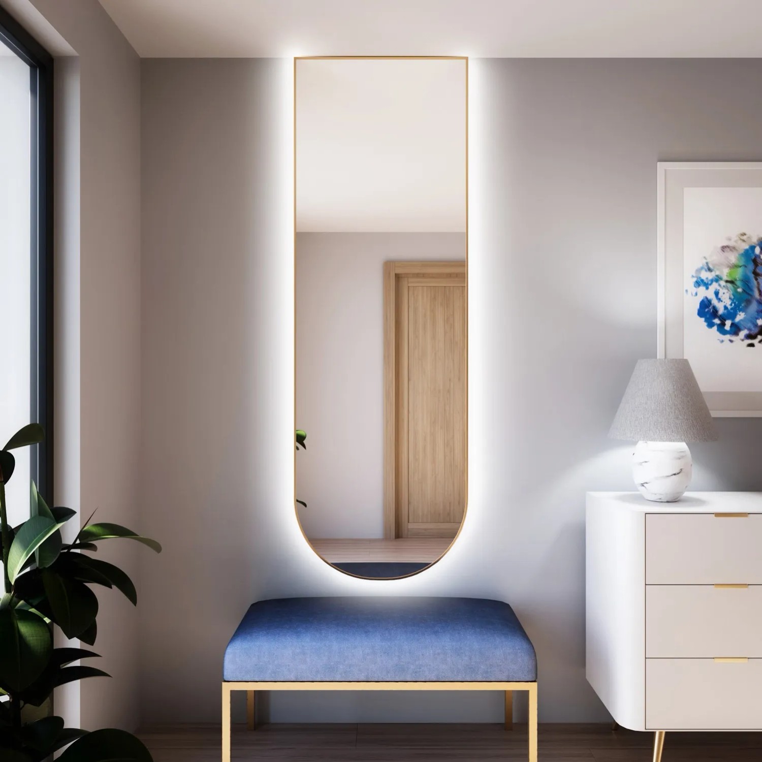 Lustro LED Pastille Cut Złote Neutralne 150x40
