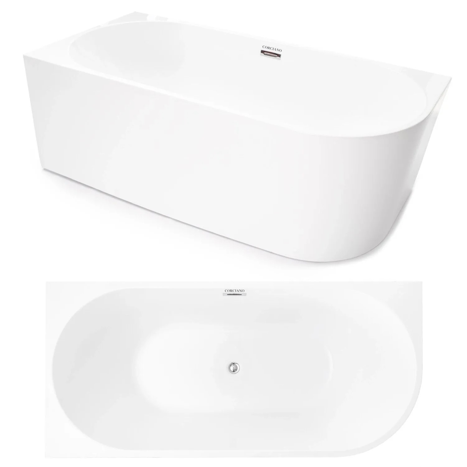 Wanna Pula Lewa 170 wolnostojąca przyścienna biała chrom 170 x 80