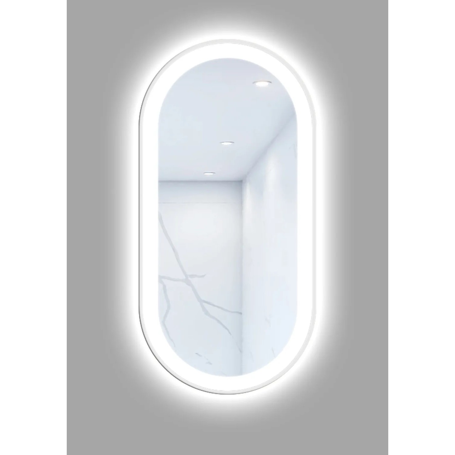 Lustro z LED Oval Line biała rama 100x50