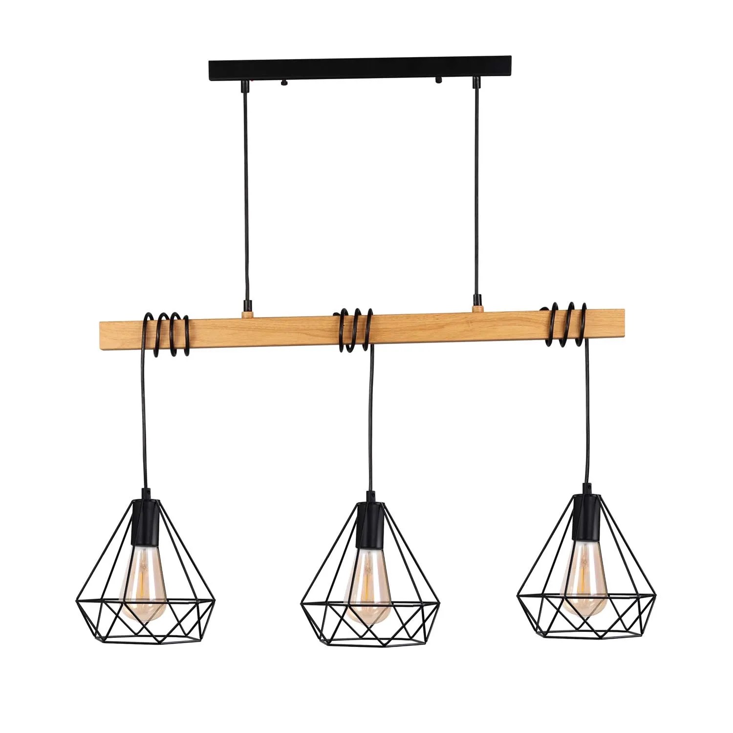 Goldlux Lampa wisząca VIGO WOOD 3xE27 max. 20W LED czerń+drewno