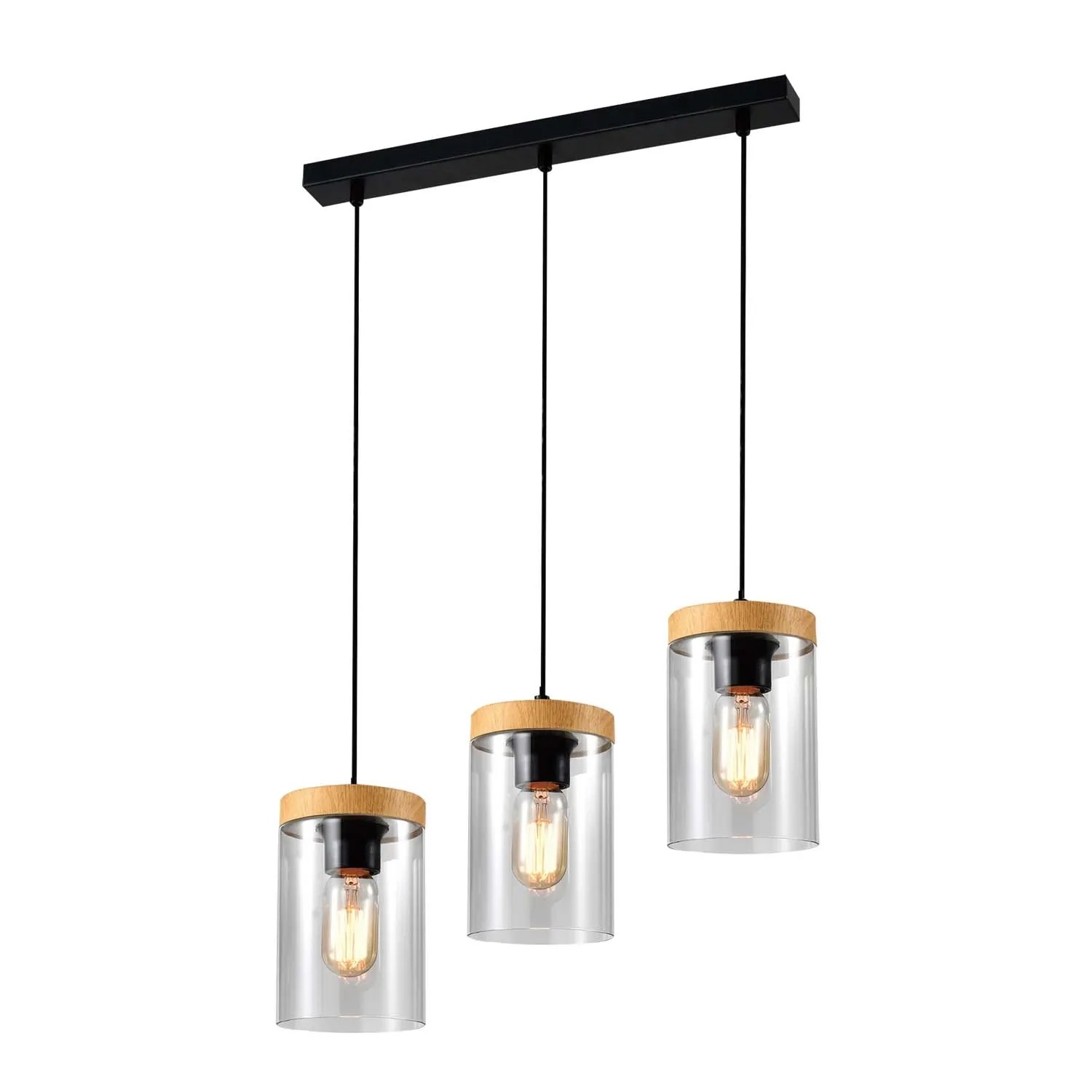 Candellux Lampa wisząca Arist 3x max. 40W E27 drewno i czerń