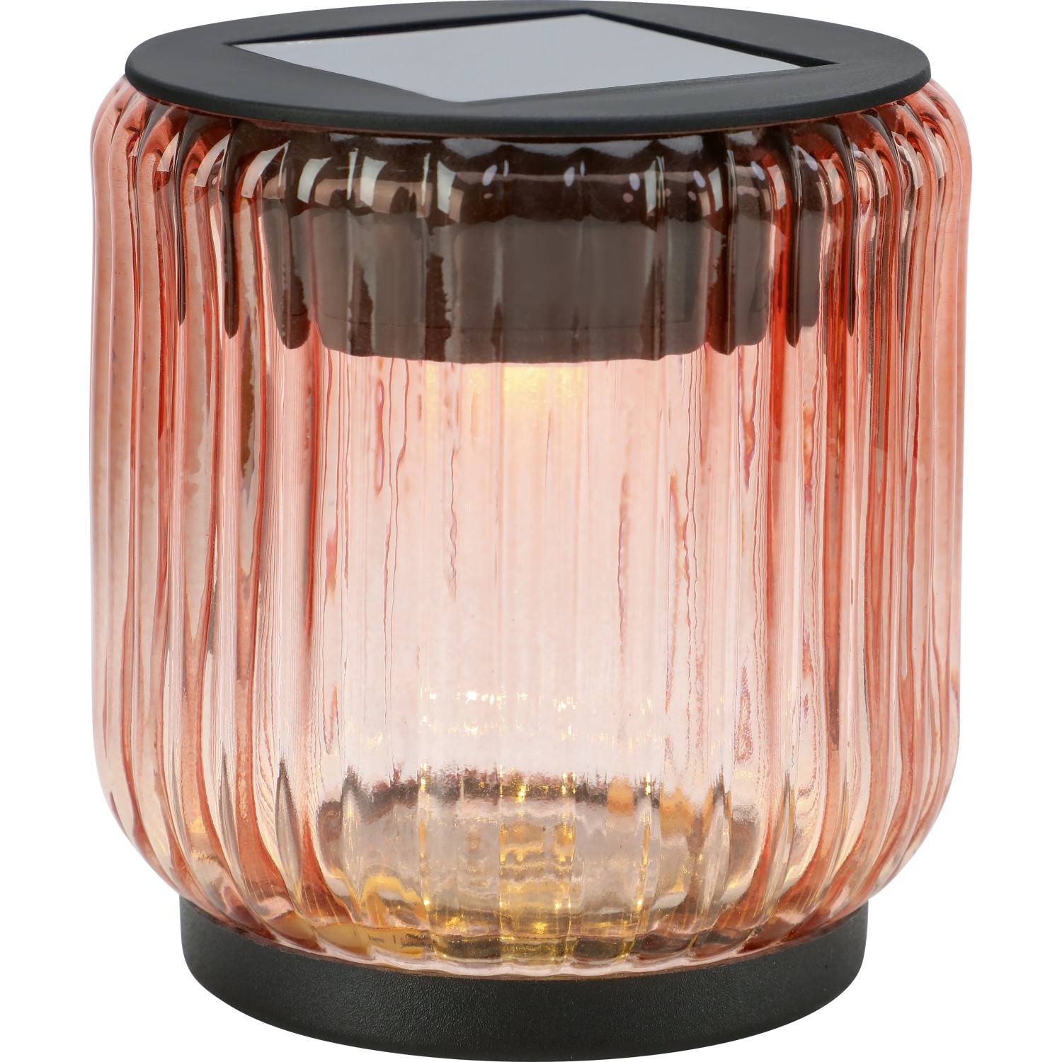 Lampa solarna stołowa mini szklana IP44 śr. 8 cm koralowa