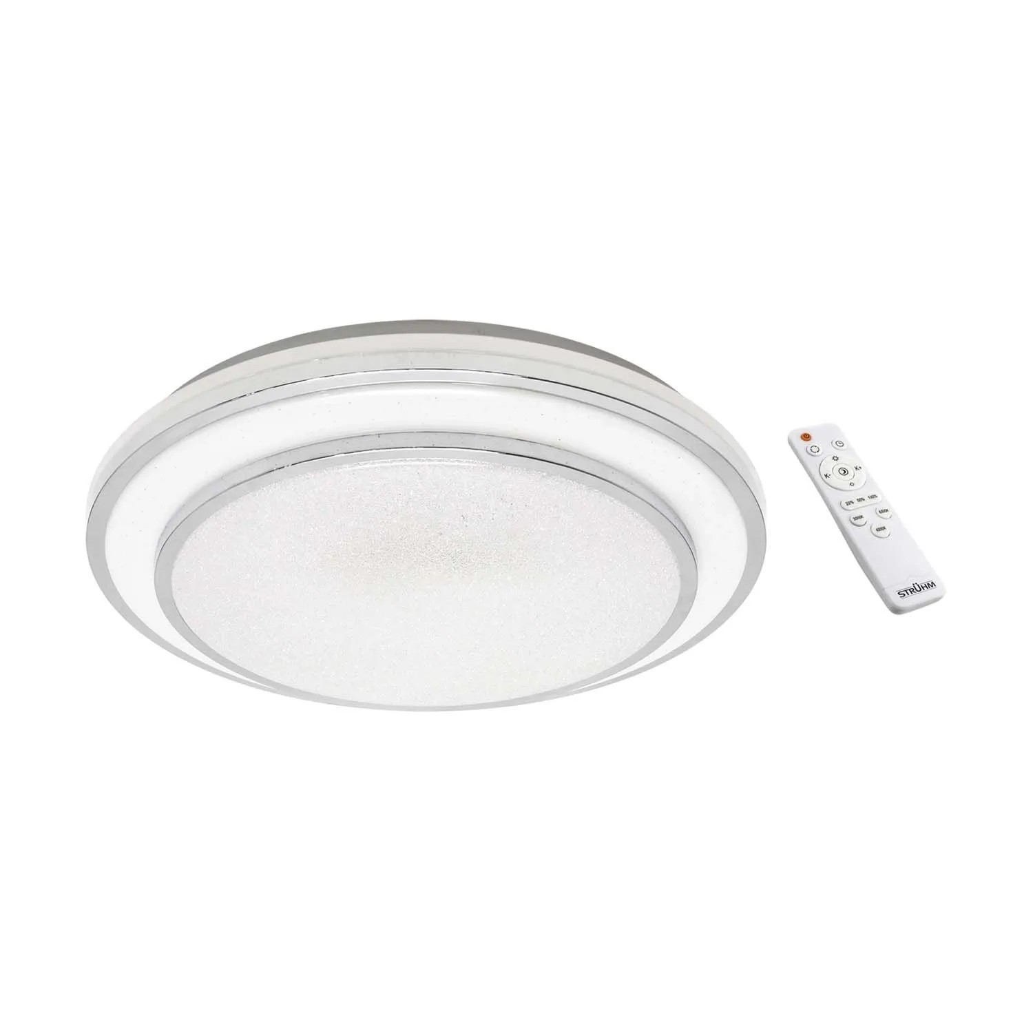 Struhm Plafon okrągły z pilotem GLORIA LED 48W CCT 3400lm IP44 śr. 50cm chrom
