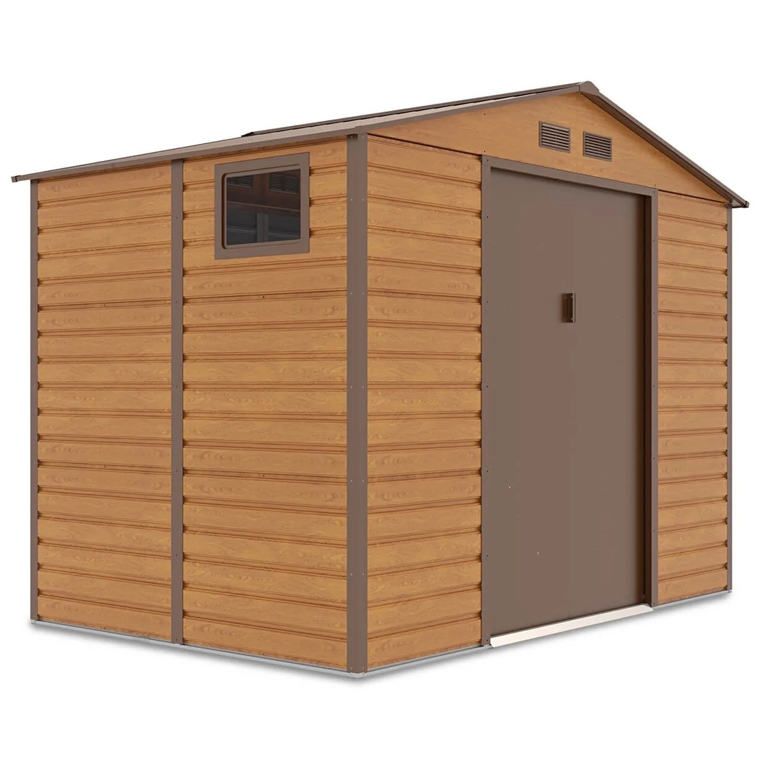 Domek ogrodowy metalowy Montreal Oak Brown - 277x195 cm, wys. 219 cm
