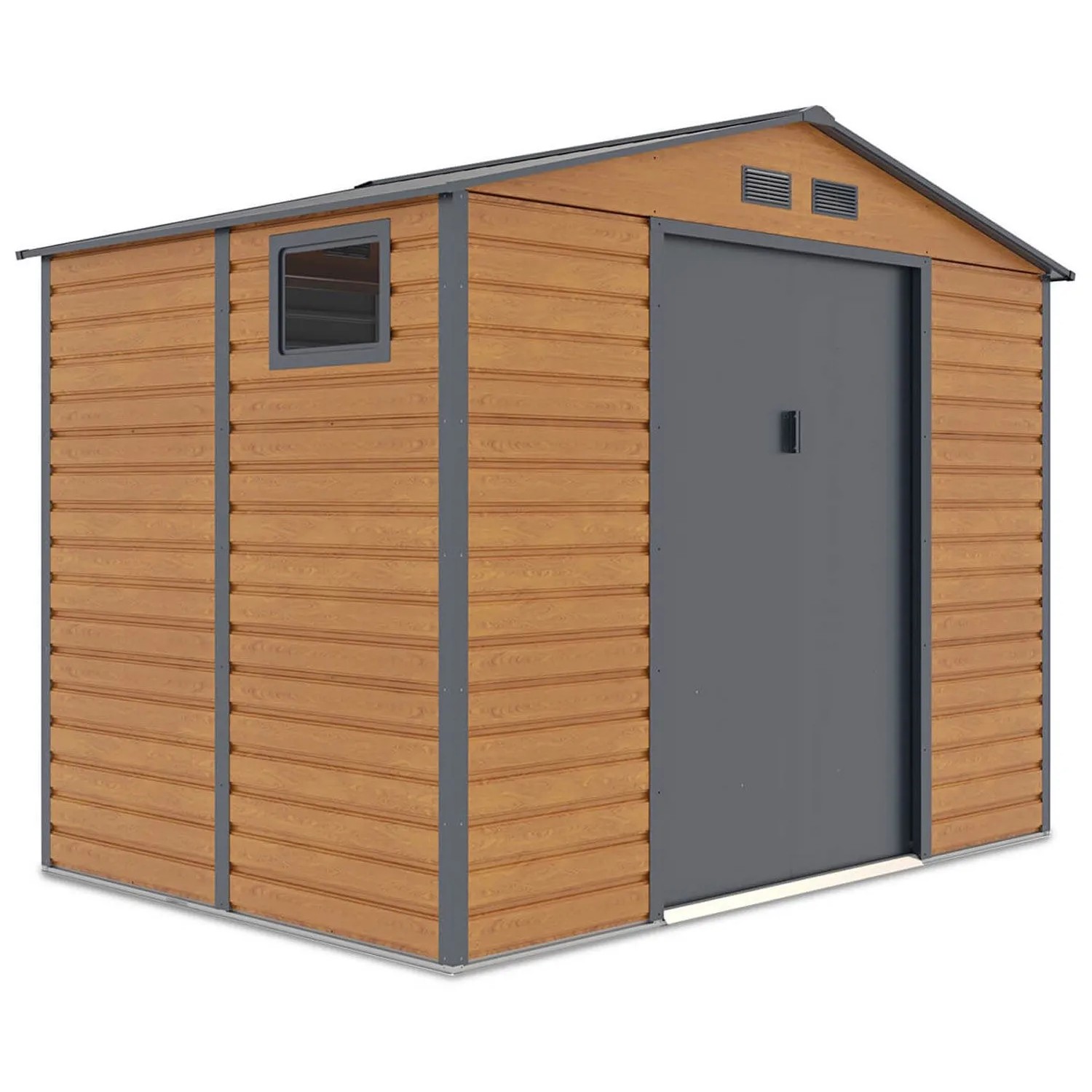 Domek ogrodowy metalowy Montreal Oak Grey - 277x195 cm, wys. 219 cm