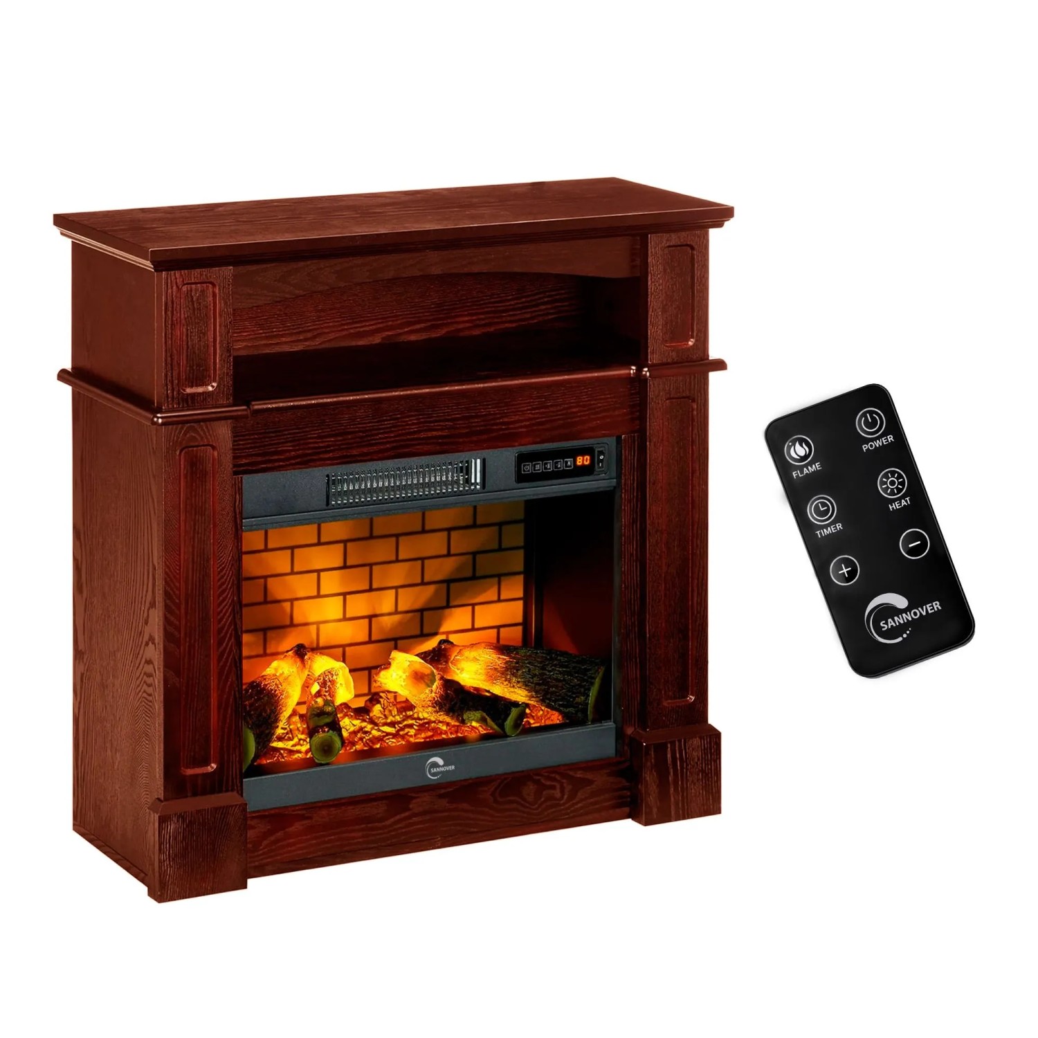 Sannover Kominek Elektryczny Sifora 2000 W 81 x 30 x 81 cm Drewno Dostarczany w Stanie Zmontowanym Gotowy Do Użycia