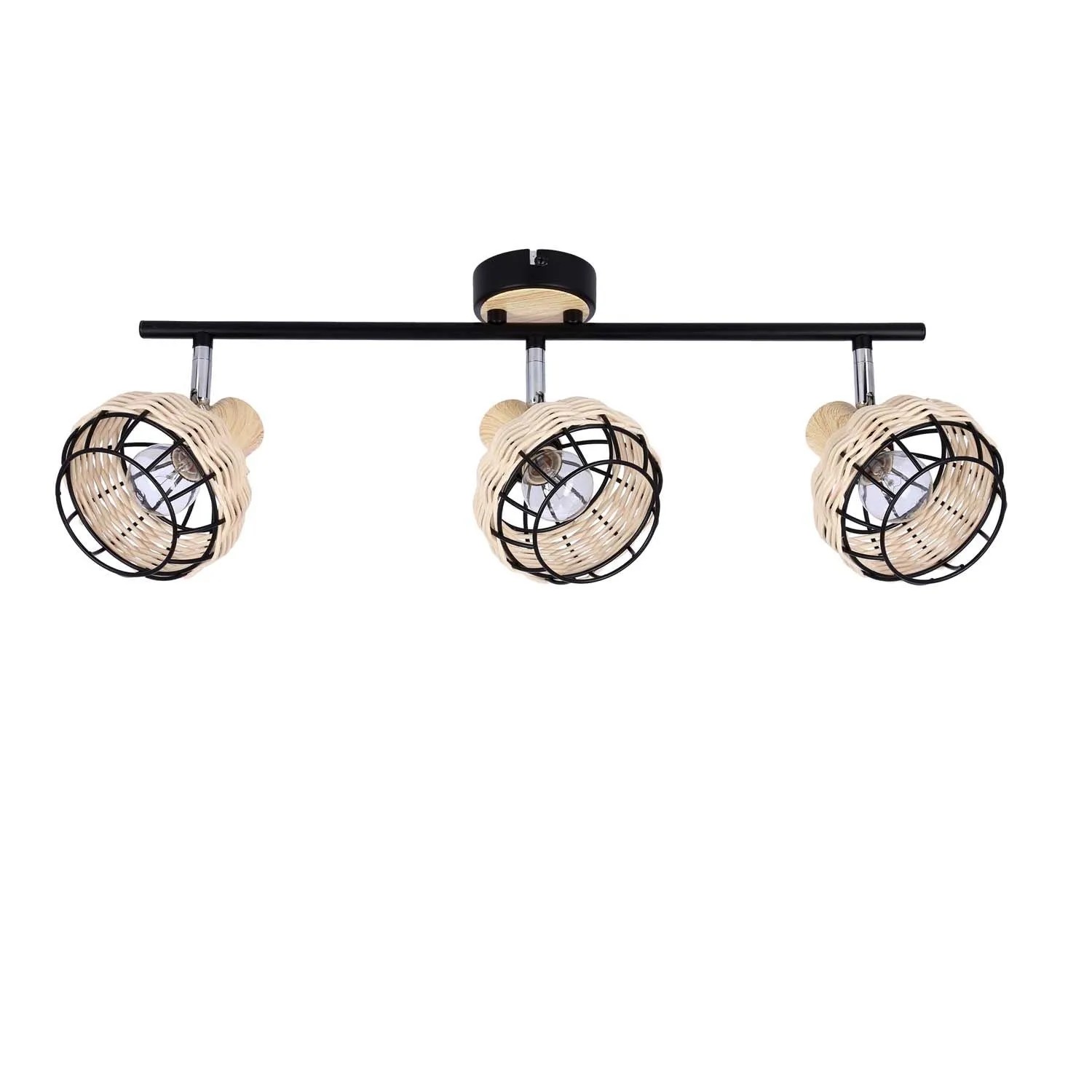 Candellux lampa sufitowa TAJGA listwa 3xE14 40W czerń+drewno