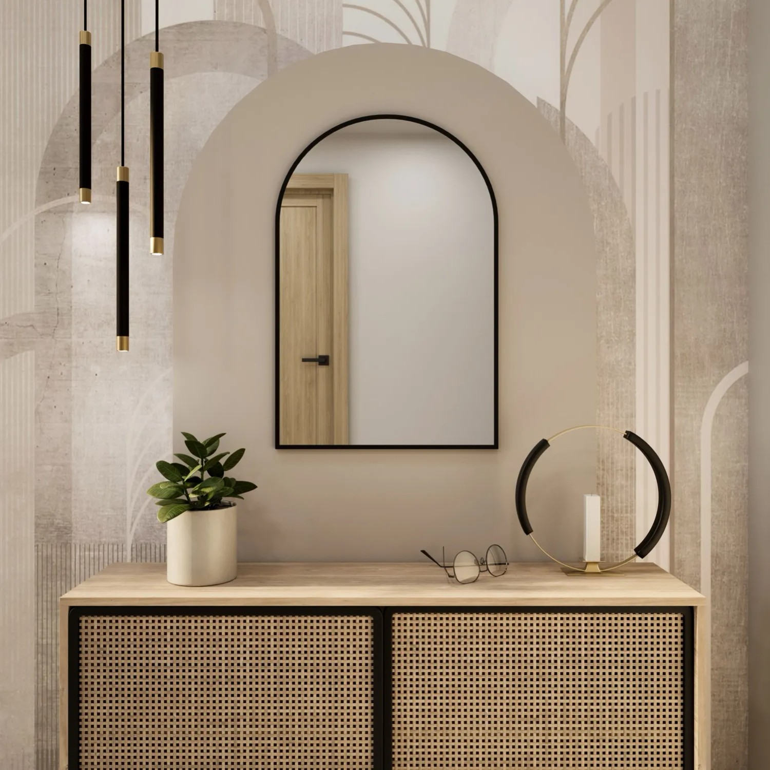 Lustro Pastille Cut Czarne Bez led 60x40