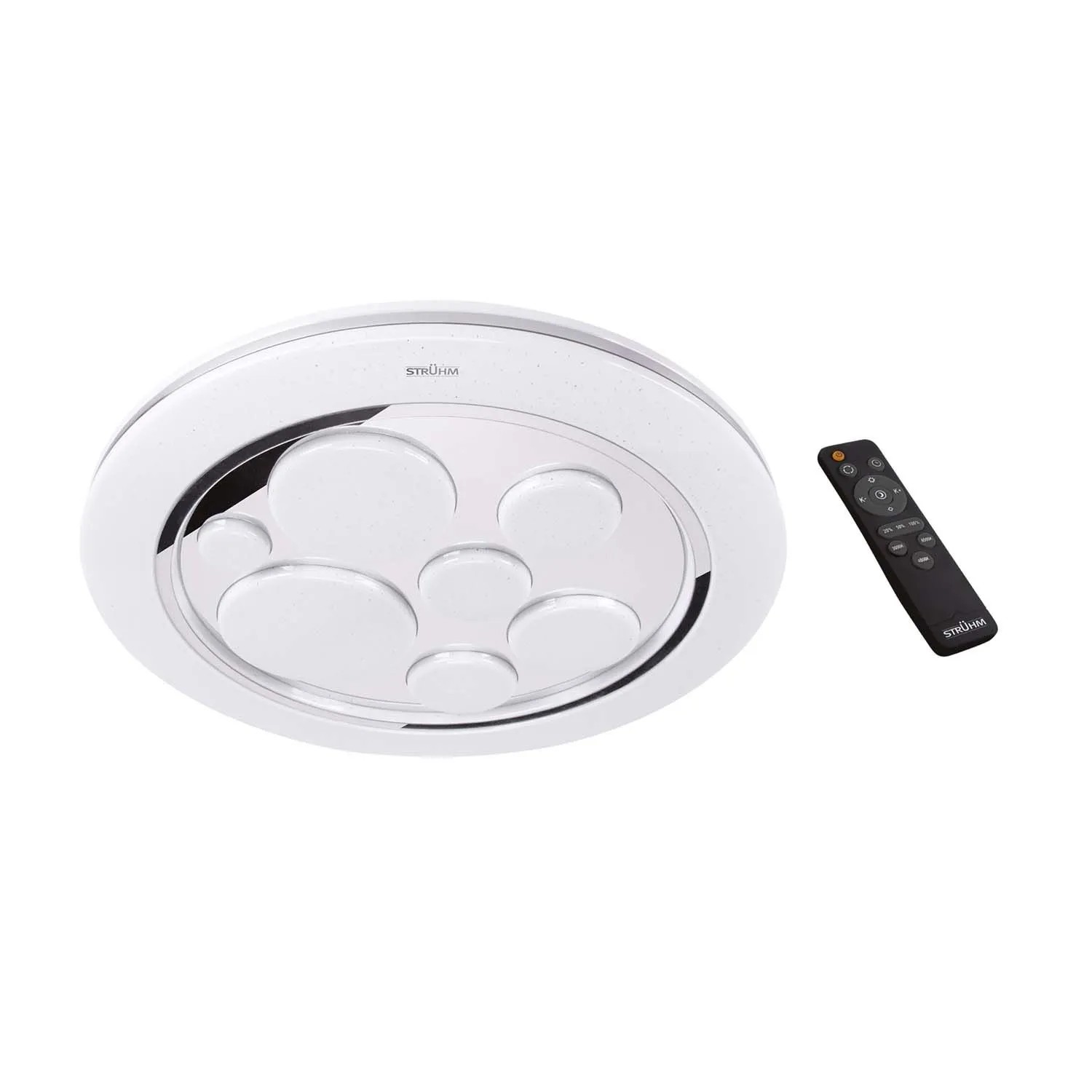 Struhm Plafon okrągły z pilotem DROPS LED 48W CCT 2860lm IP44 śr 49cm biały