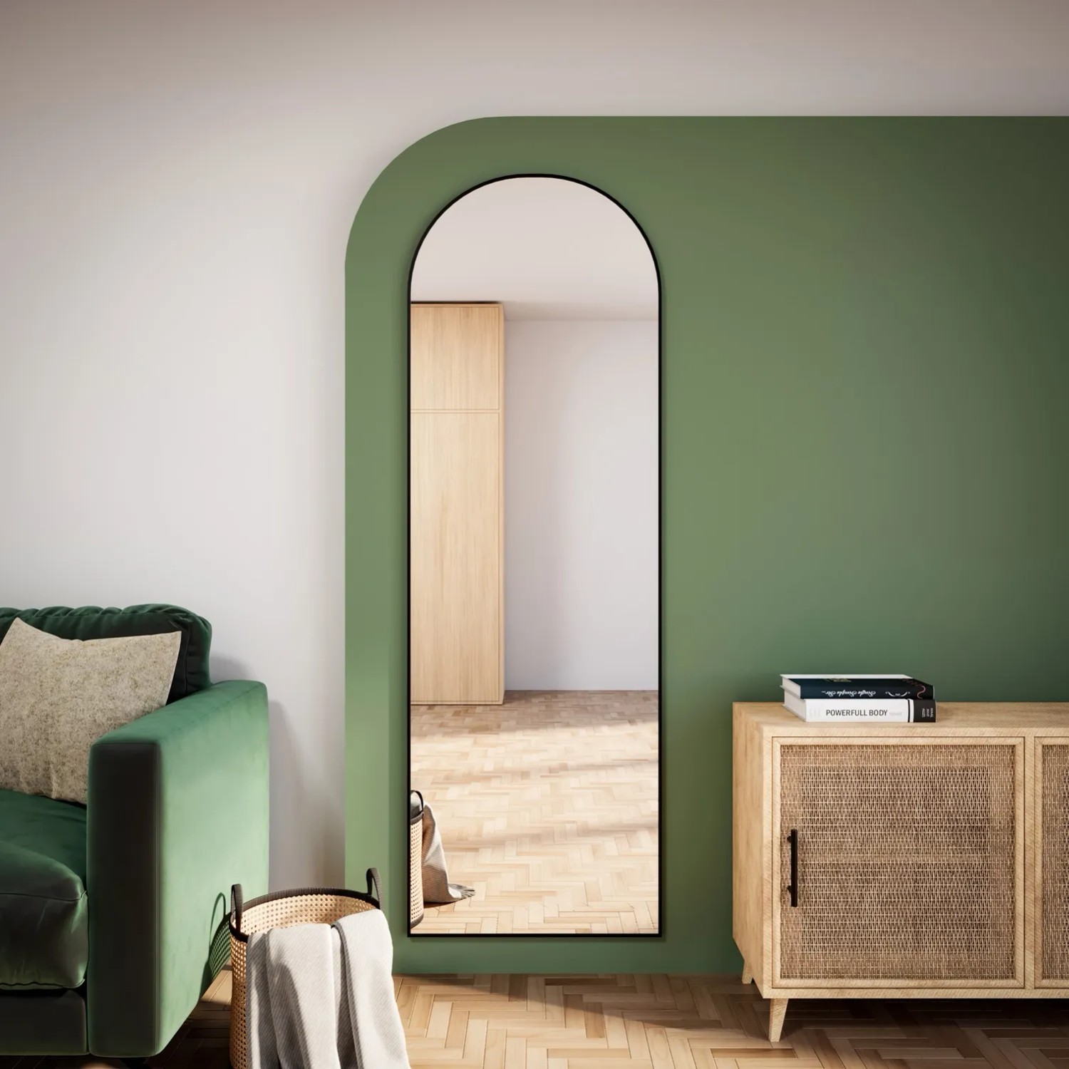 Lustro Pastille Cut Czarne Bez led 150x40