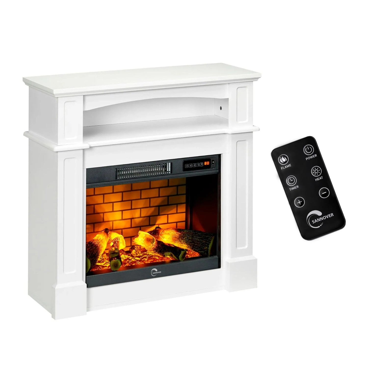 Sannover Kominek Elektryczny Sifora 2000 W 81 x 30 x 81 cm Biały Dostarczany w Stanie Zmontowanym Gotowy Do Użycia