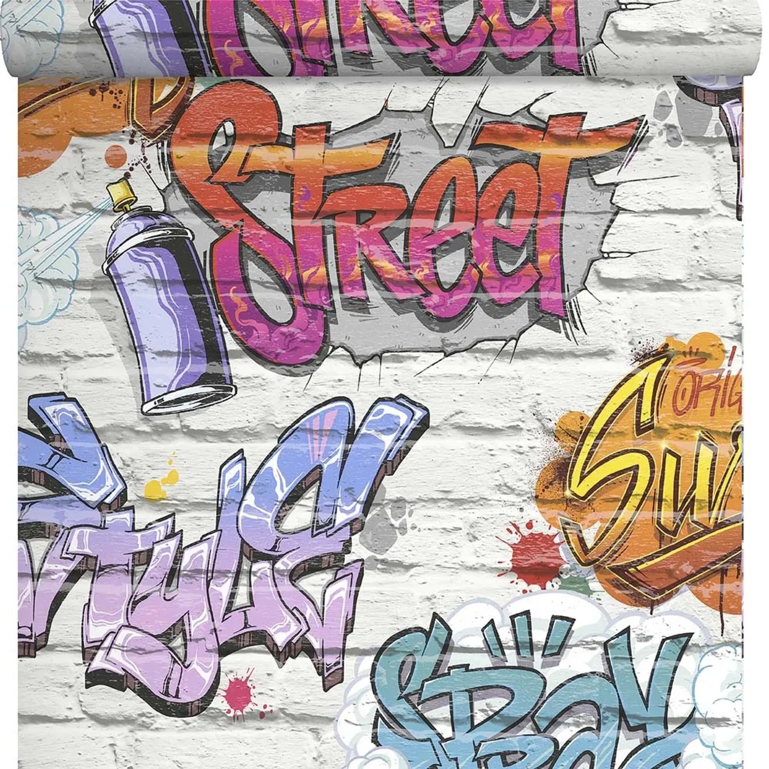 Polami Tapeta papierowa graffiti multikolorowa