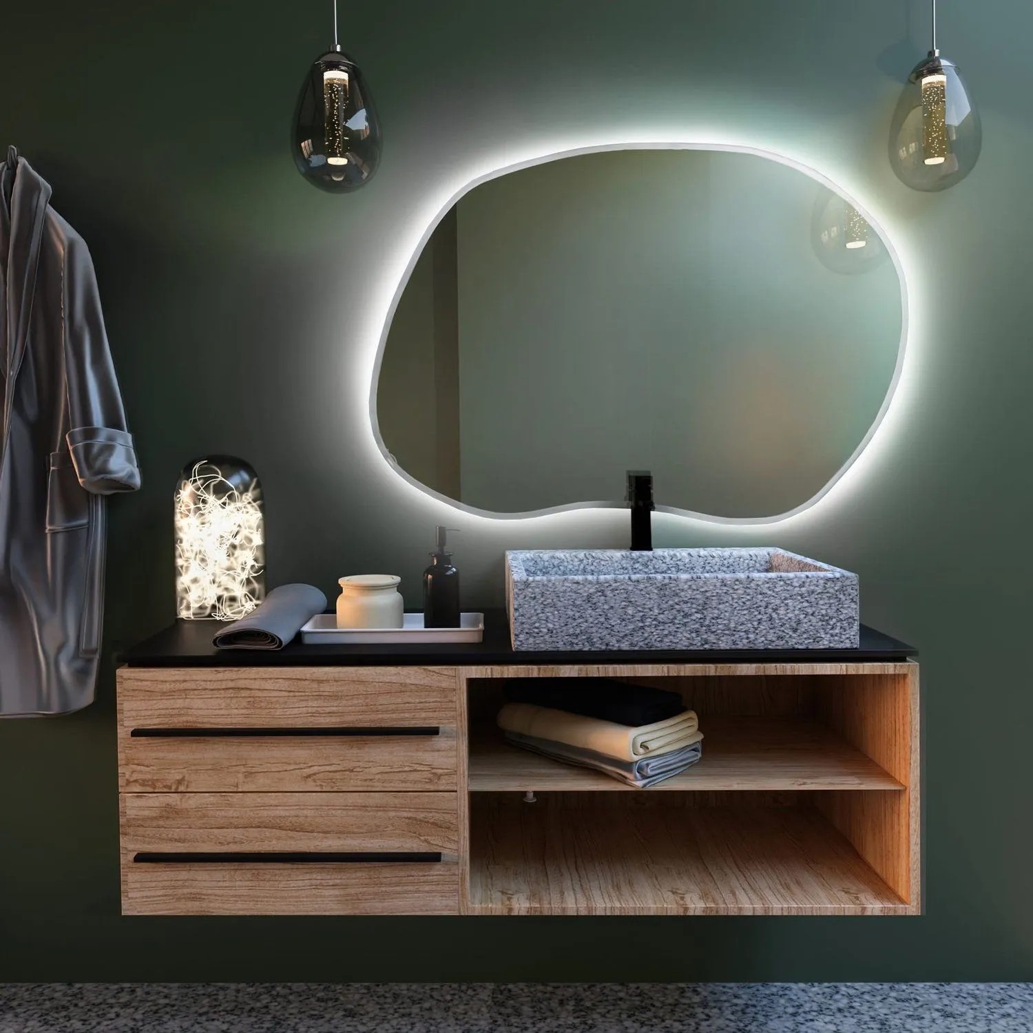 Lustro LED TBorder Białe Ciepłe 50x36 cm