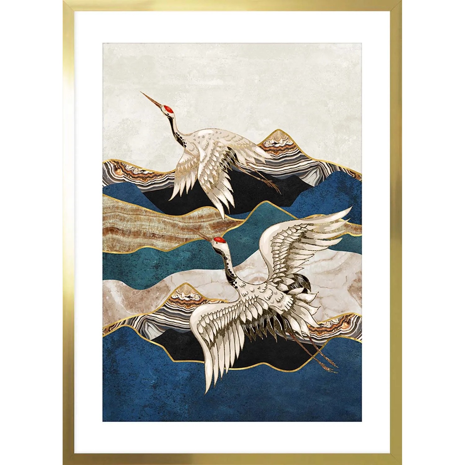 ARS LONGA Obraz FLYING GOLD CRANES 53 x 73 cm