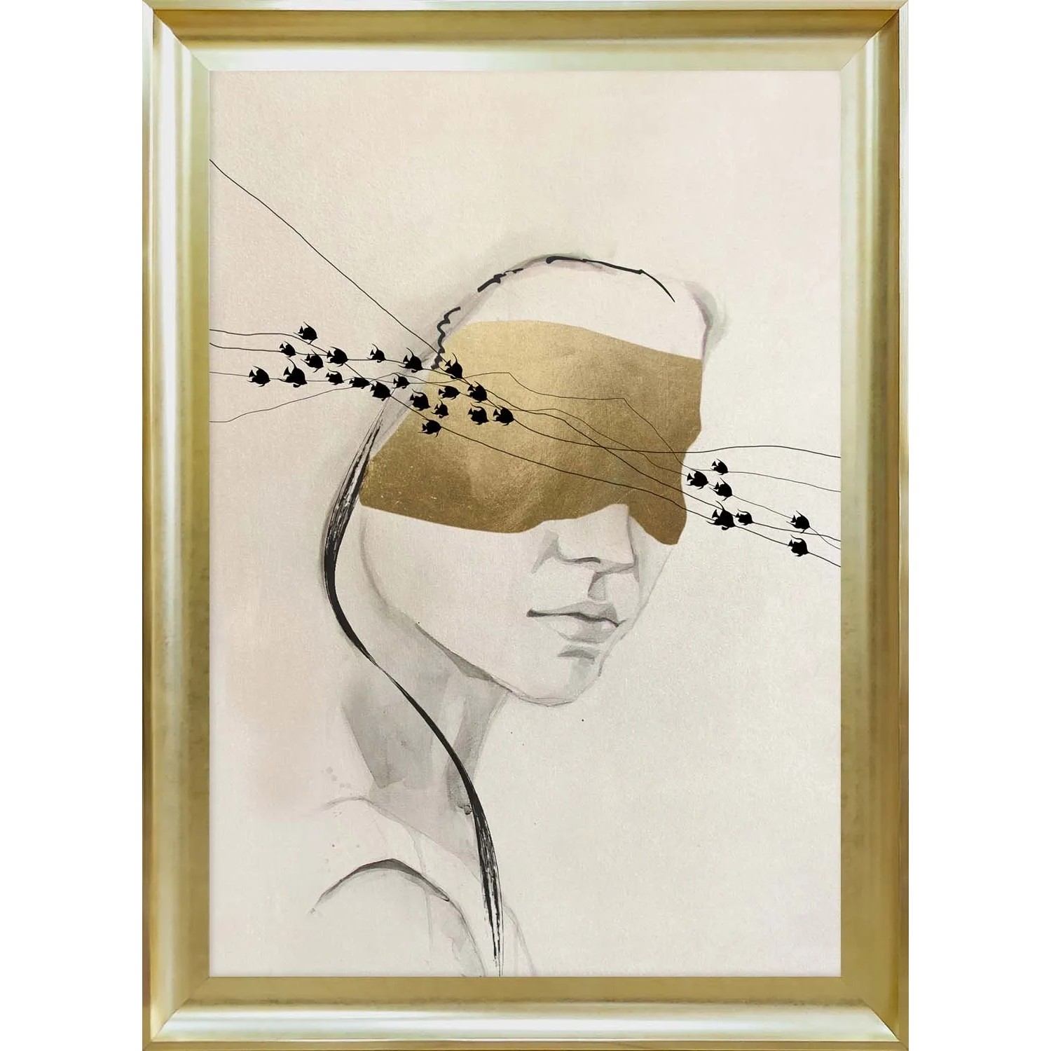 ARS LONGA Obraz WOMAN WITH GOLD ON EYES 58 x 78 cm