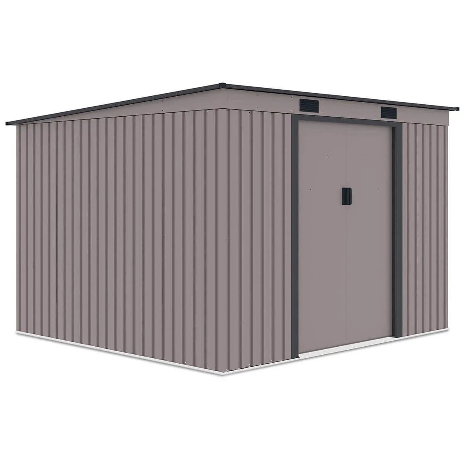 Domek ogrodowy metalowy Oregon Warm Grey - 261x241 cm, wys. 176 cm
