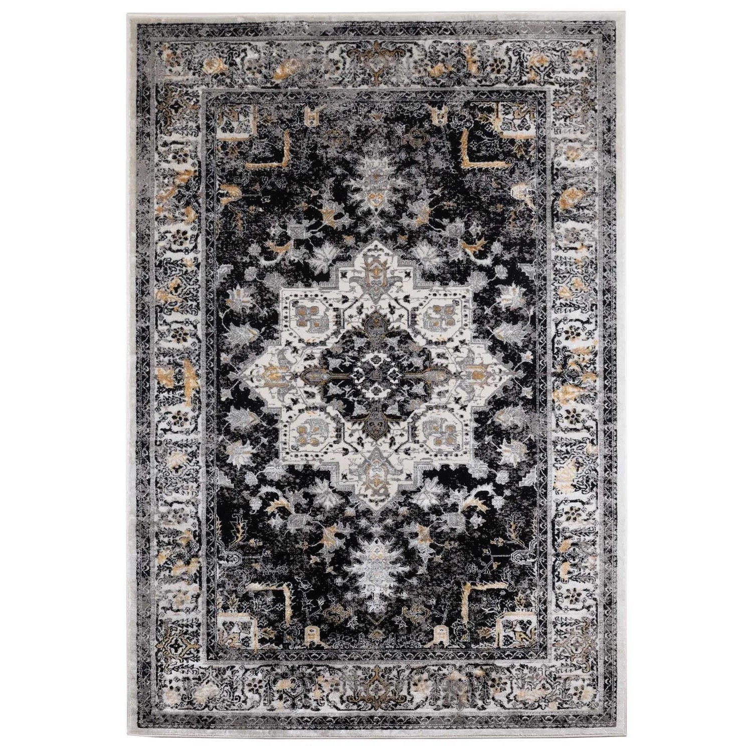 Dywan GRISS 160x230 cm klasyk przecierka czarno-beżowy