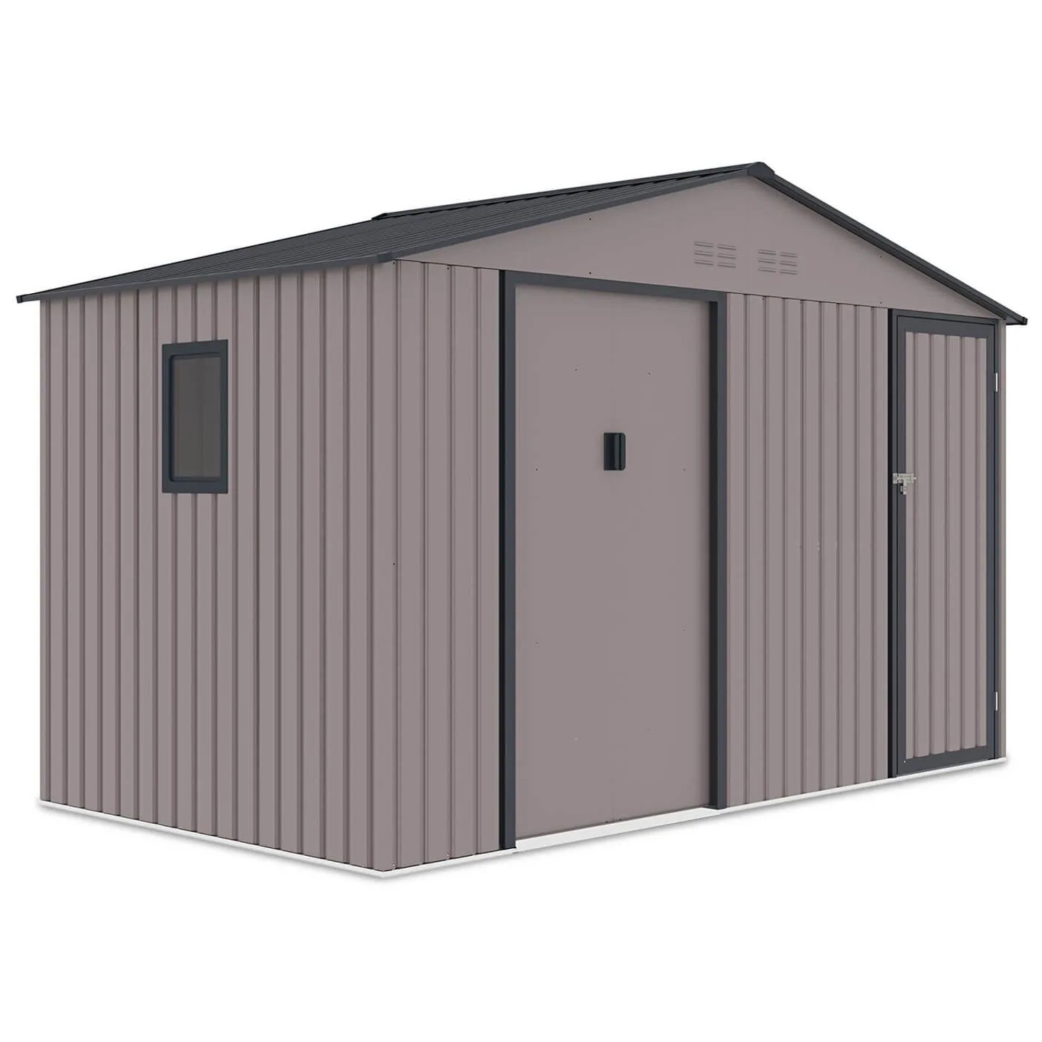 Domek ogrodowy metalowy Falcon Warm Grey - 340x194 cm, wys. 220 cm