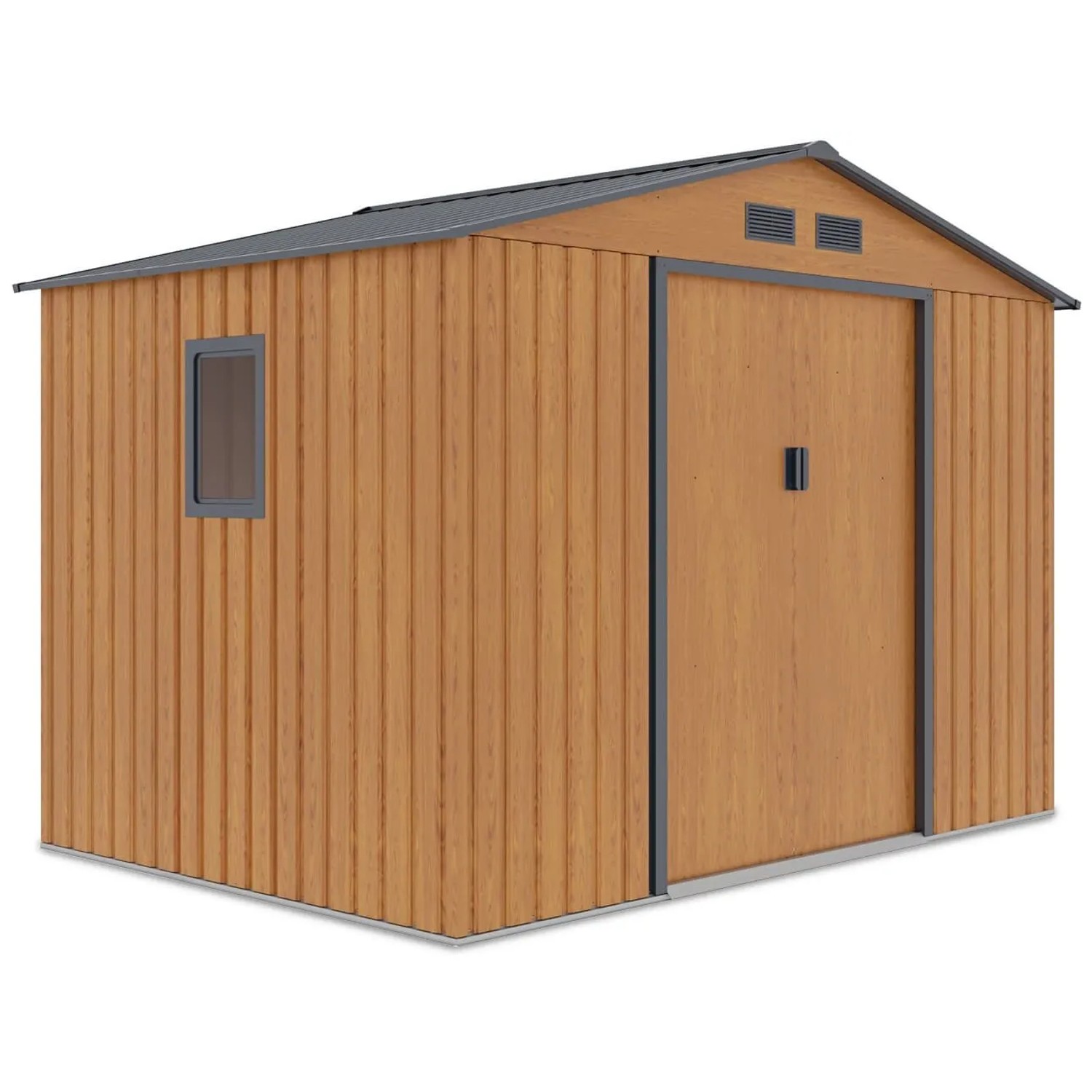 Domek ogrodowy metalowy Hudson Oak Grey - 277x191 cm, wys. 202 cm