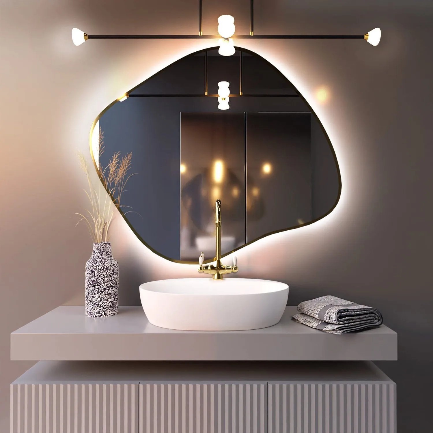 Lustro LED TBorder Srebrne Neutralne 60x52 cm