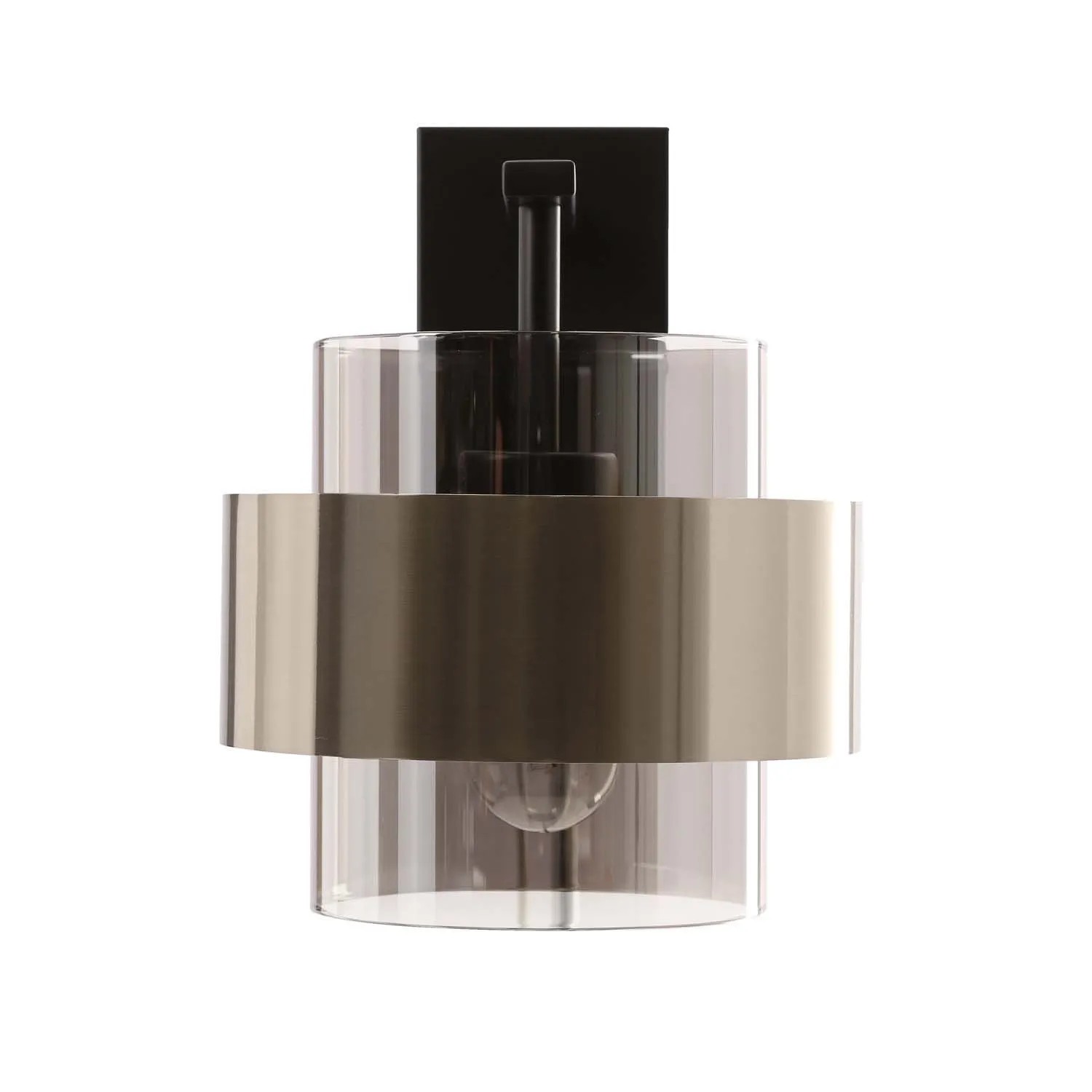 Candellux Kinkiet SPIEGA czerń+satyna nikiel 1xE27 60W klosz dymiony