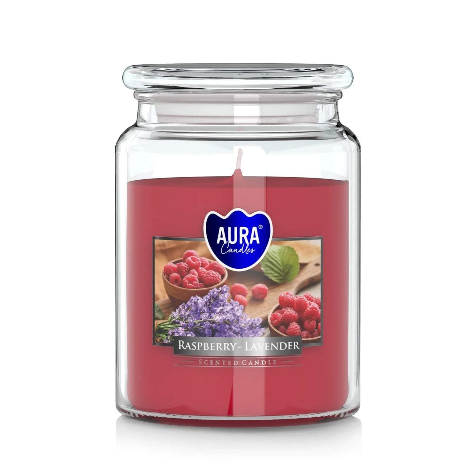 Świeca zapachowa w dużym słoiku malina lawenda 500g