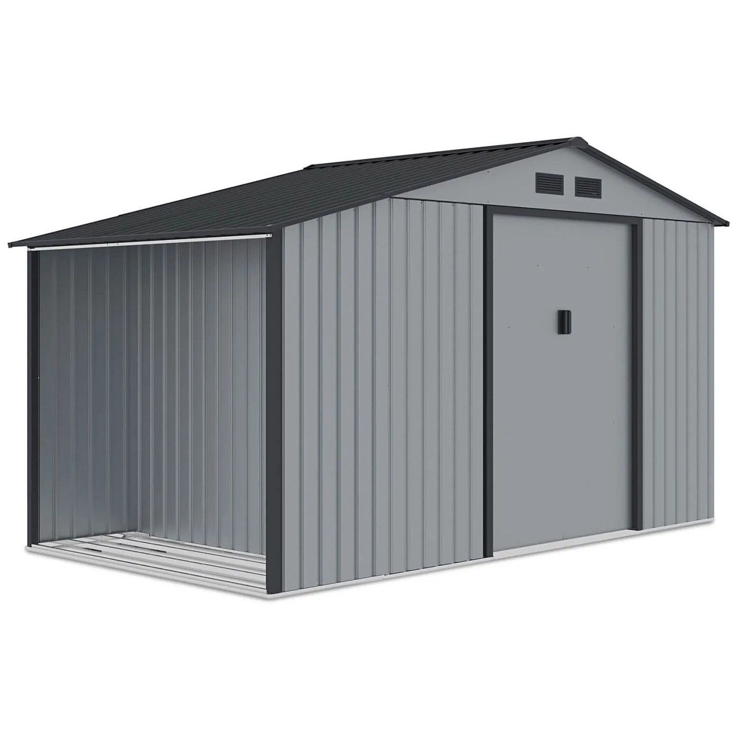Domek ogrodowy metalowy Madison Light Grey - 342x191 cm, wys. 202 cm