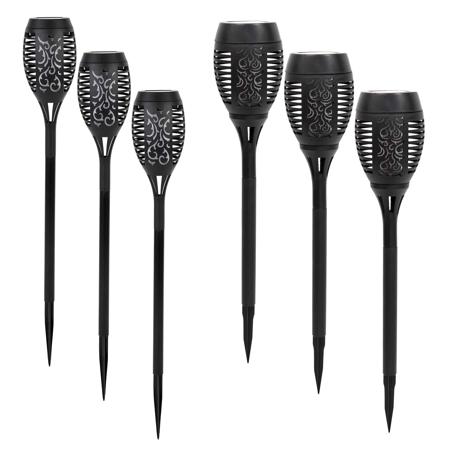 Zestaw 6 lampek solarnych FLARA - 3x fi 7,5 cm, 3x fi 9,5 cm