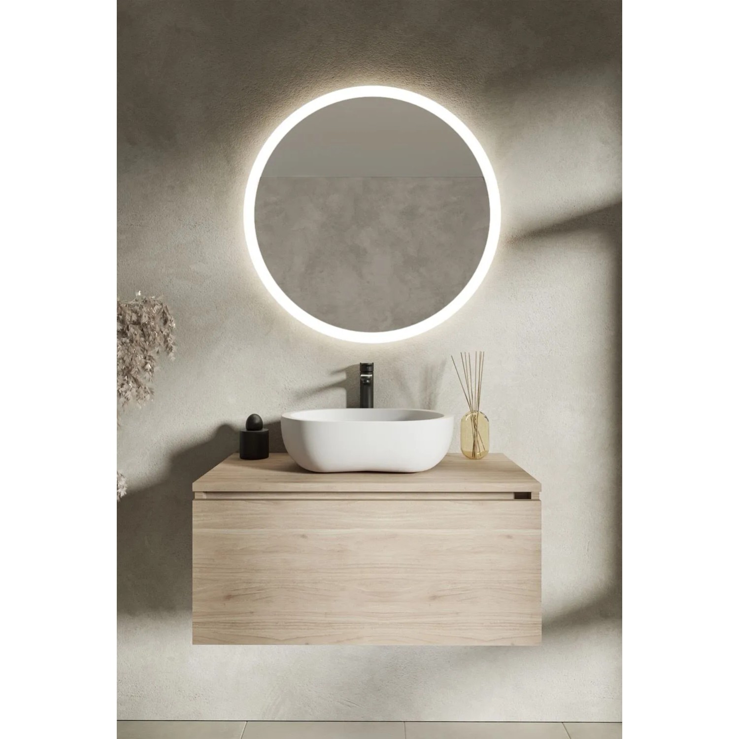 Lustro LED Galaxy Białe z włącznikiem automatycznym 80cm