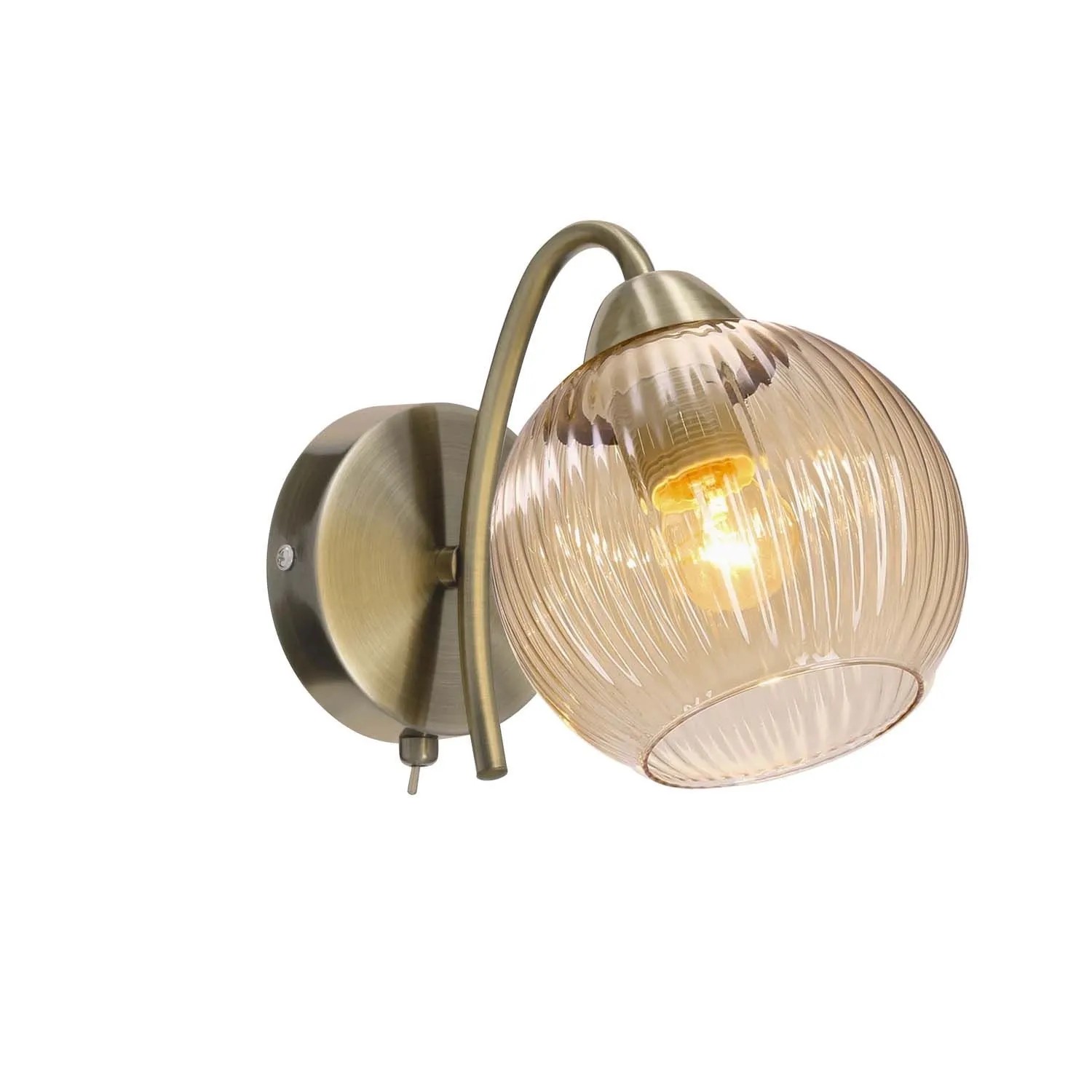 Candellux Kinkiet PASCAL platynowy 1xE27 40W klosz bursztynowy