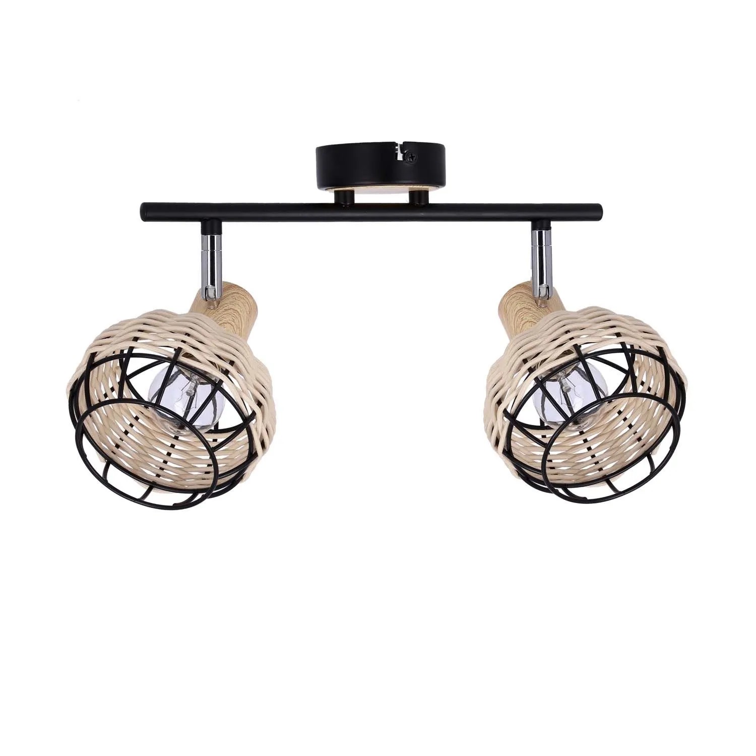 Candellux lampa sufitowa TAJGA listwa 2xE14 40W czerń+drewno