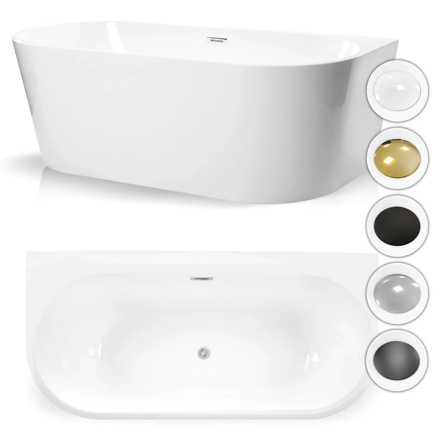 Wanna Pari 150 wolnostojąca biała chrom 150 x 80