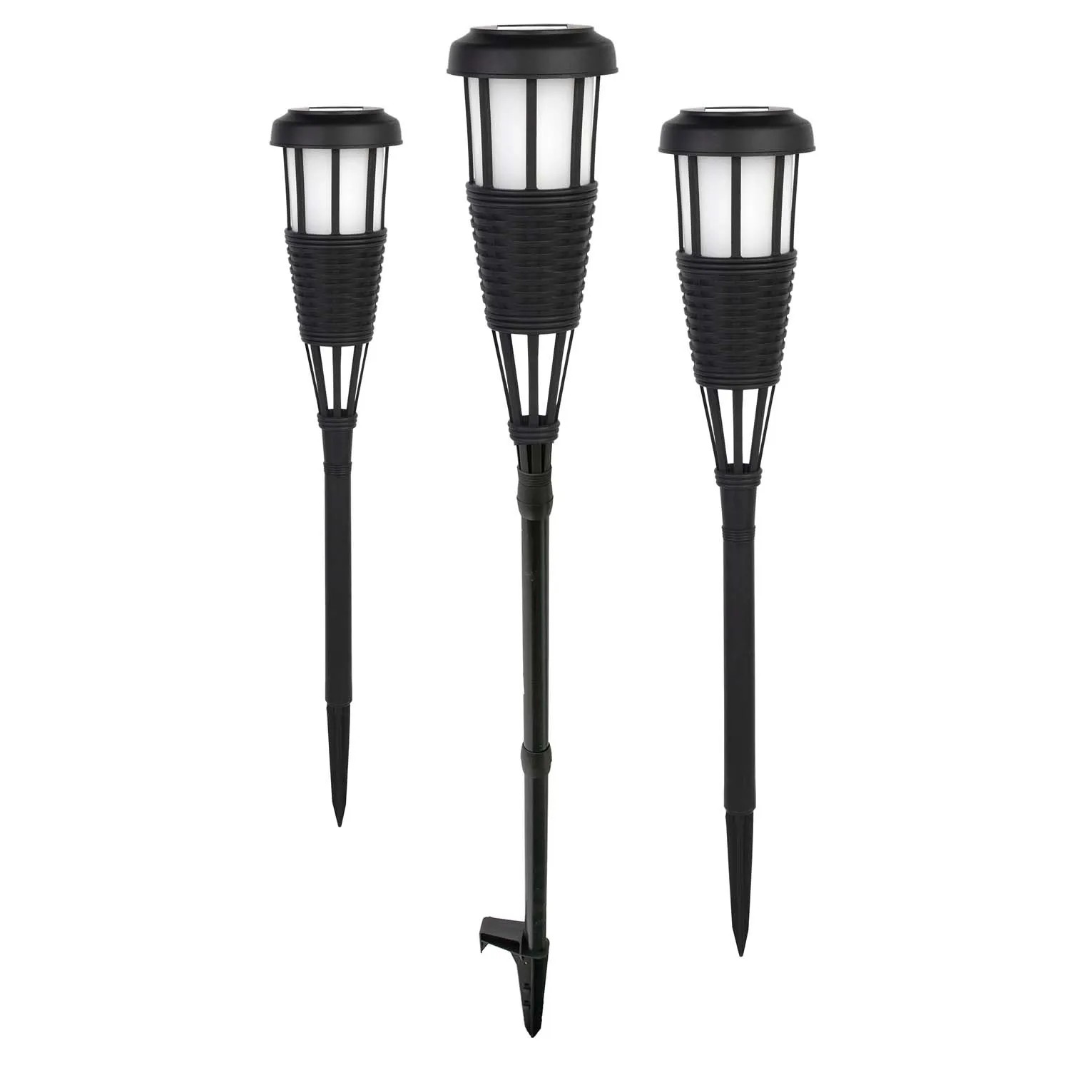 Zestaw 3 lamp solarnych PŁOMIEŃ wys. 51/57/108 cm