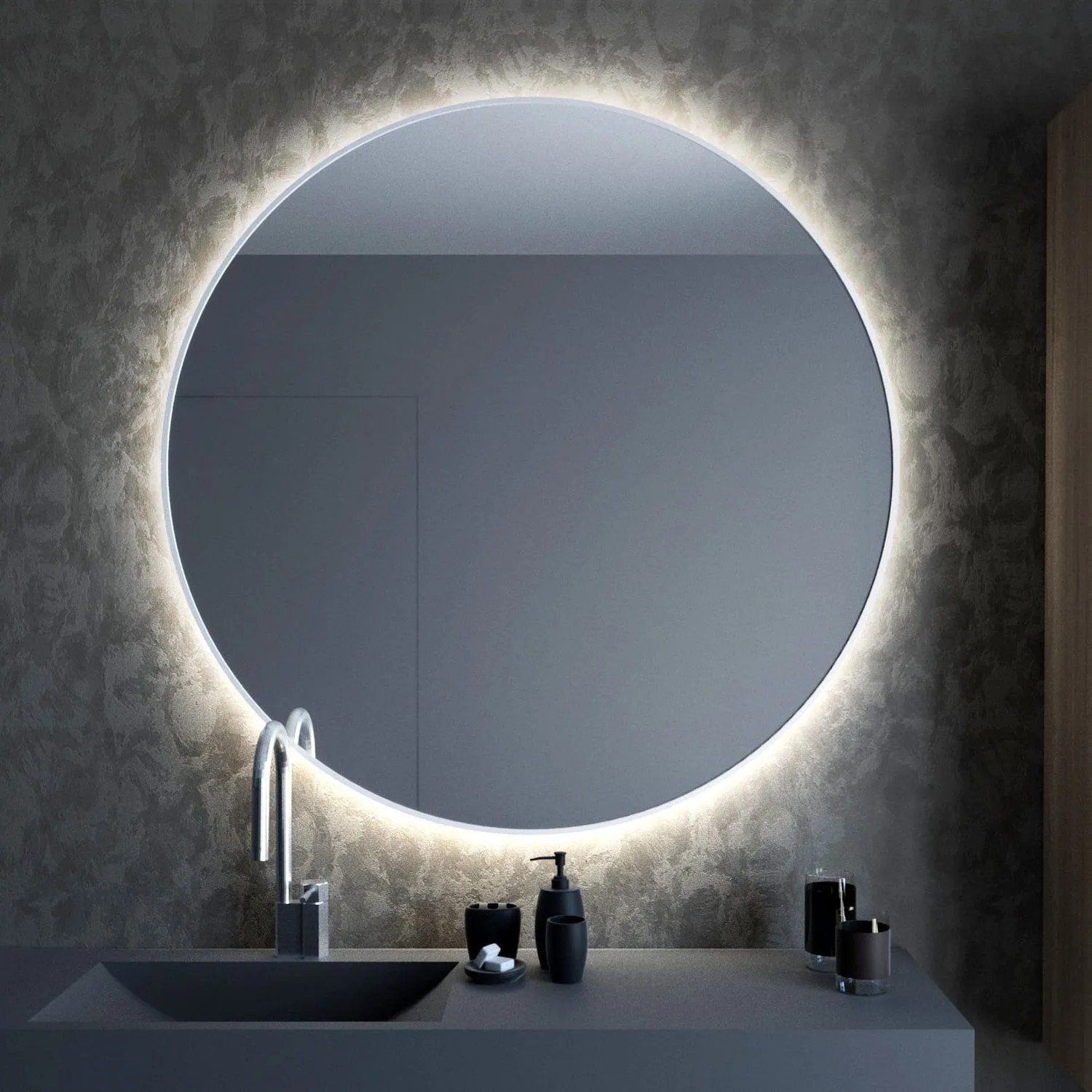 Lustro LED Bright Round Białe Neutralne 60x60 cm