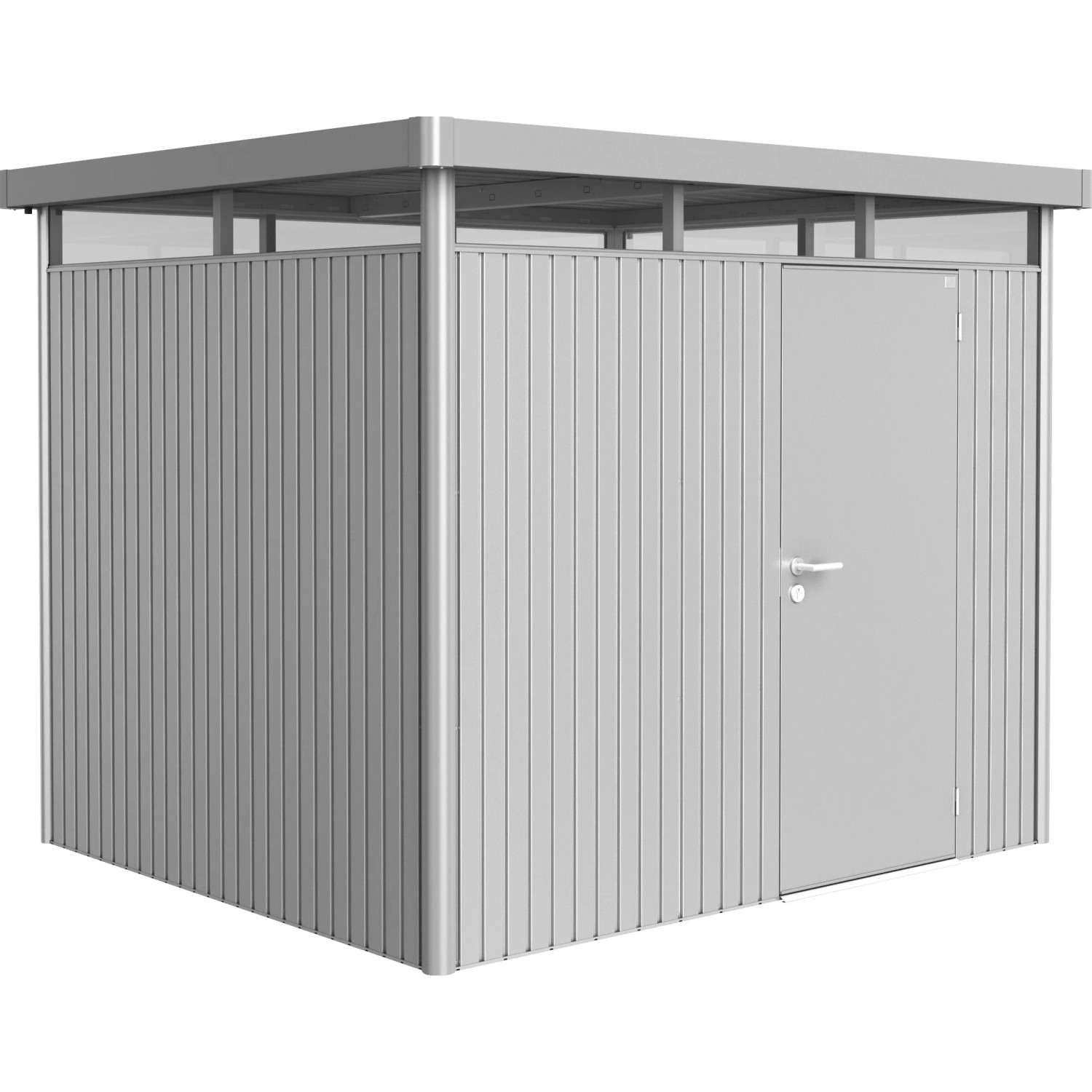 Biohort Metalowy domek ogr. HighLine Silver Metallic 5,6 m2, pojedyncze drzwi