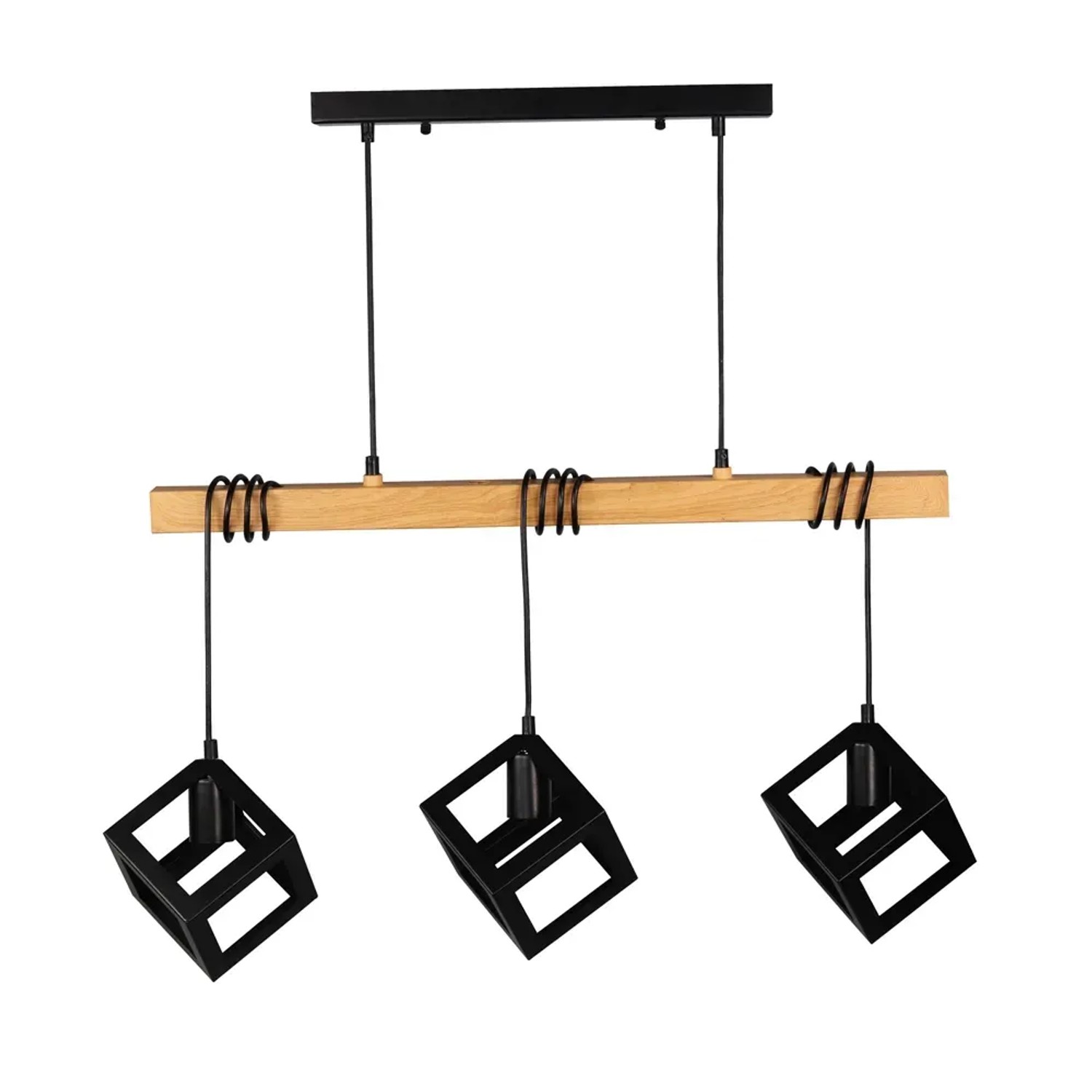 Polux Lampa wisząca SWEDEN WOOD drewno czarna 3xE27
